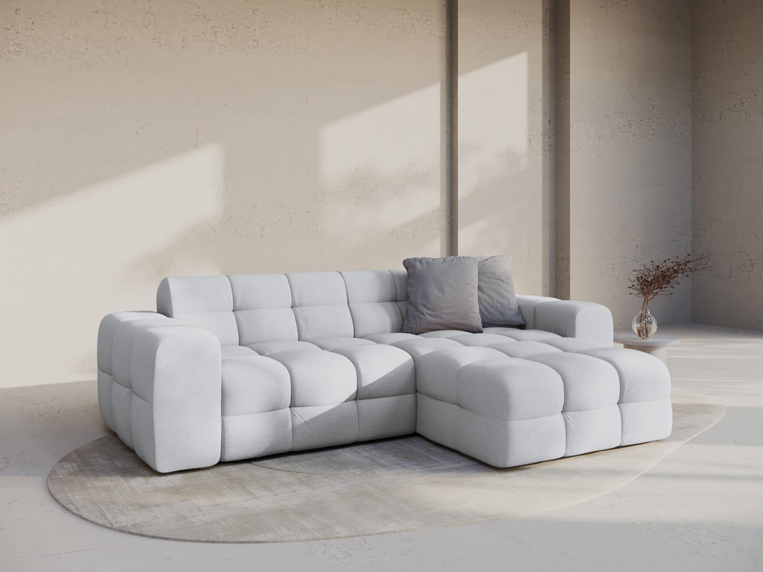 Entdecken Sie das Kendal Ecksofa rechts 4 Sitzer von Micadoni – stilvolles Velours, zeitgemässes Design und hervorragender Sitzkomfort für Ihr Zuhause.