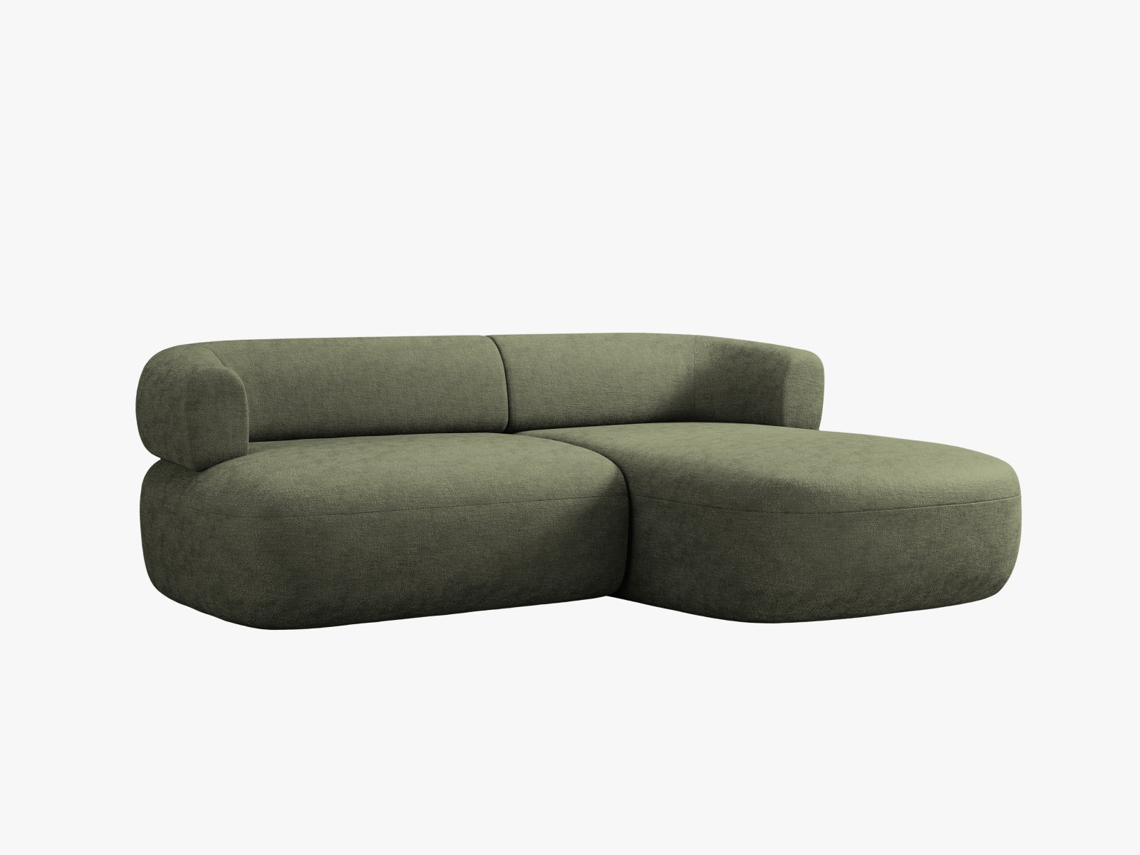 Stylisches Ecksofa Jenny in elegantem Grün, ideal für fünf Personen, vereint modernes Design mit hohem Sitzkomfort.