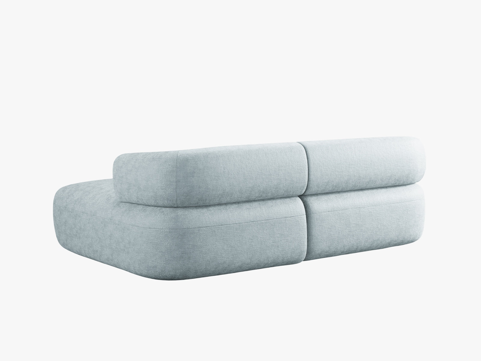 Stylisches L-Sofa Jenny in zartem Hellblau, perfekt für entspannte Abende und stilvolle Einrichtungsideen.