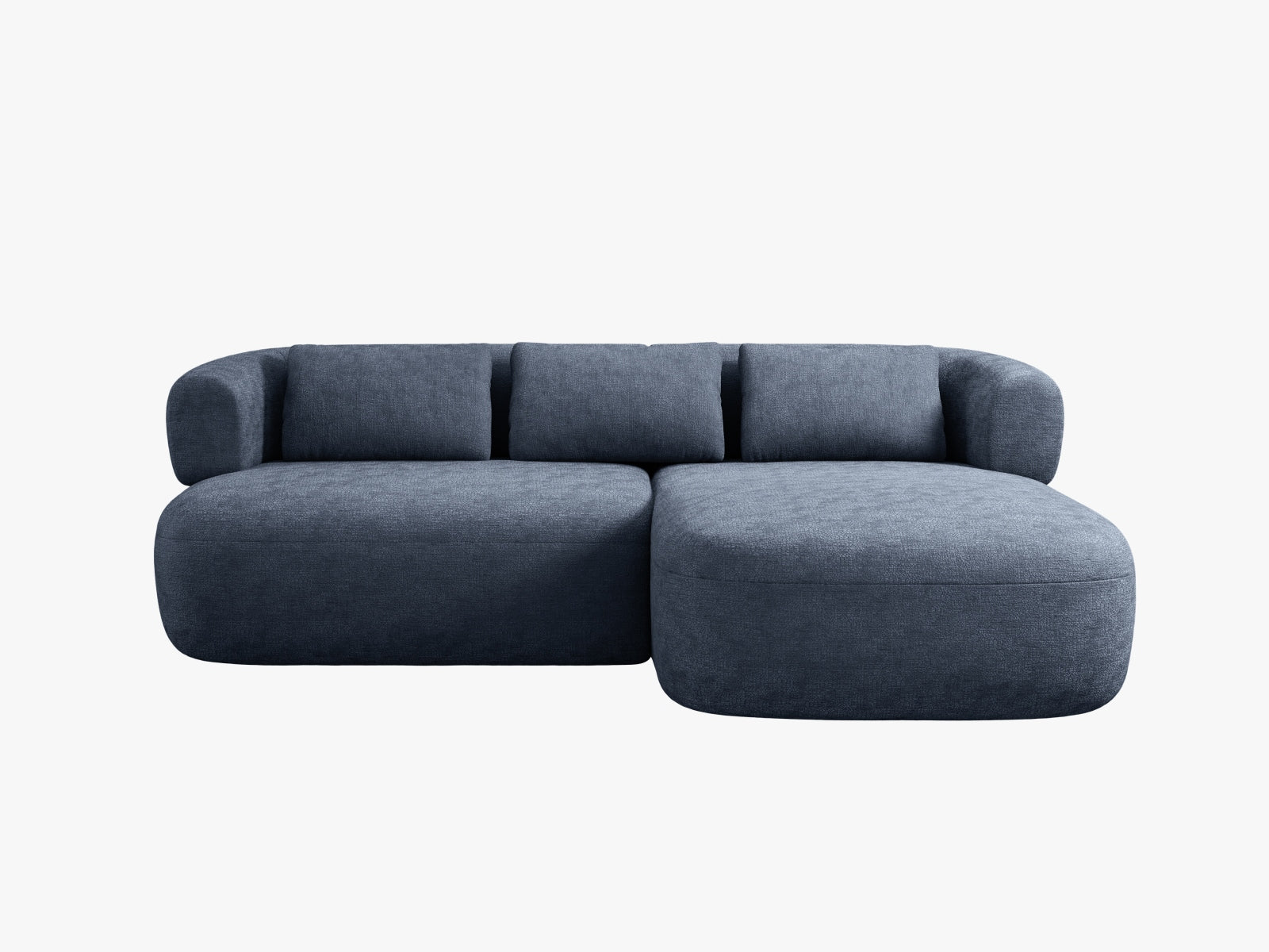 Elegantes Ecksofa Jenny in tiefem Blau, 5-Sitzer, rechtsseitig, ideal für stilvolle und komfortable Wohnräume von Micadoni.