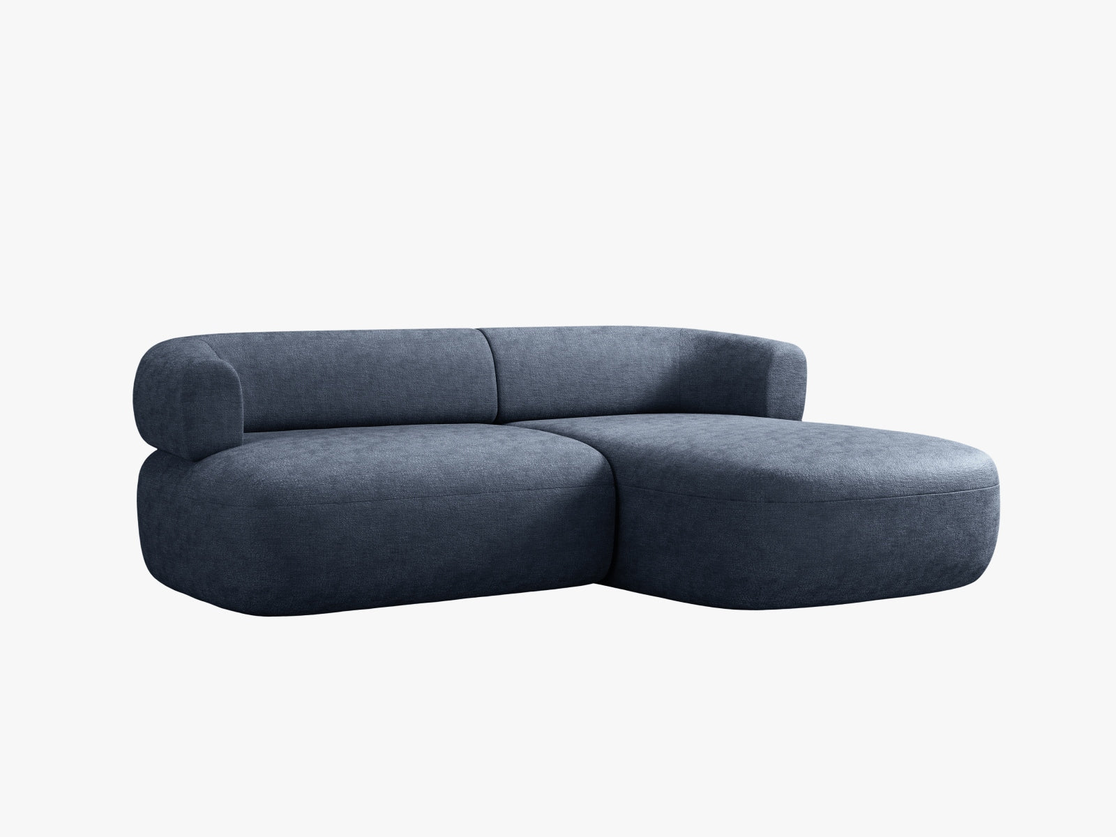 Elegantes 5-Sitzer Ecksofa Jenny in stilvollem Blau, rechtsseitig, ideal für komfortable und moderne Wohnräume von Micadoni.