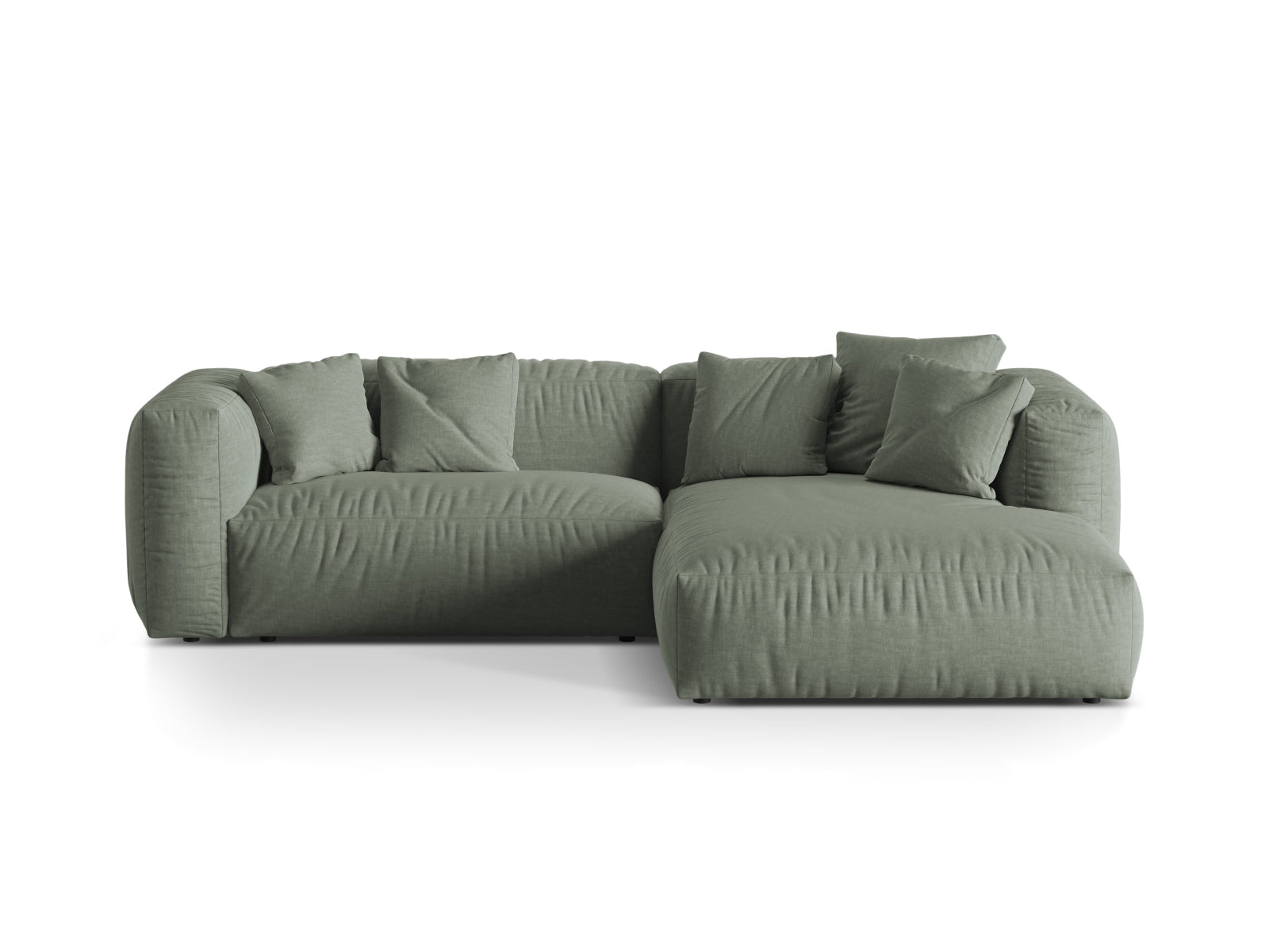 Martina Modulares Ecksofa rechts 2 Sitzer in Moss Green-Boston präsentiert im Onlineshop von KAQTU Design AG. L-Sofa rechts ist von Micadoni