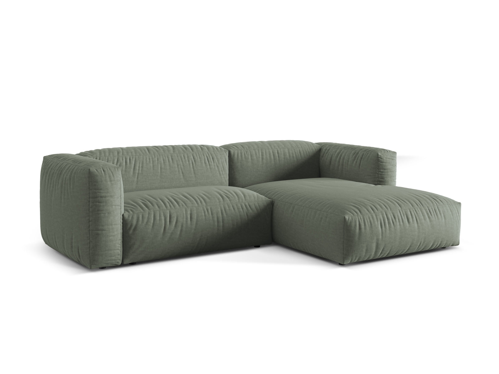 Martina Modulares Ecksofa rechts 2 Sitzer in Moss Green-Boston präsentiert im Onlineshop von KAQTU Design AG. L-Sofa rechts ist von Micadoni