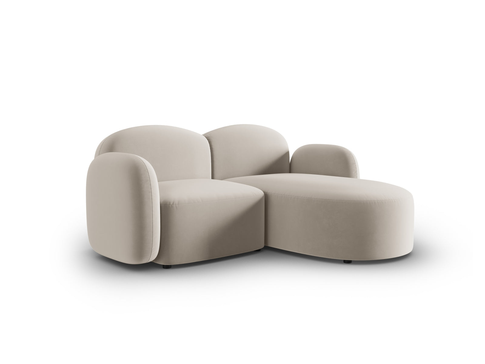 Elegantes Blair Velour Ecksofa rechts, 3-Sitzer in stilvollem Ecru-Casino, ideal für moderne Wohnräume, erhältlich bei KAQTU Design AG.
