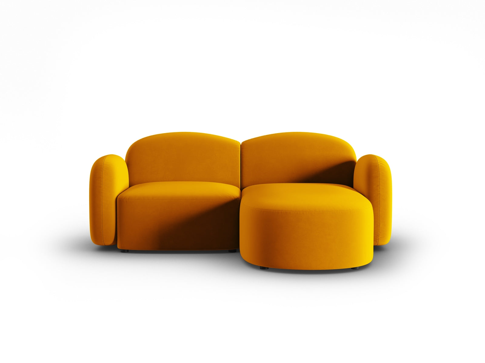Elegantes 3-Sitzer Ecksofa Blair in hochwertigem Velours, rechtsseitig, ideal für einladende Wohnräume und modernes Design.