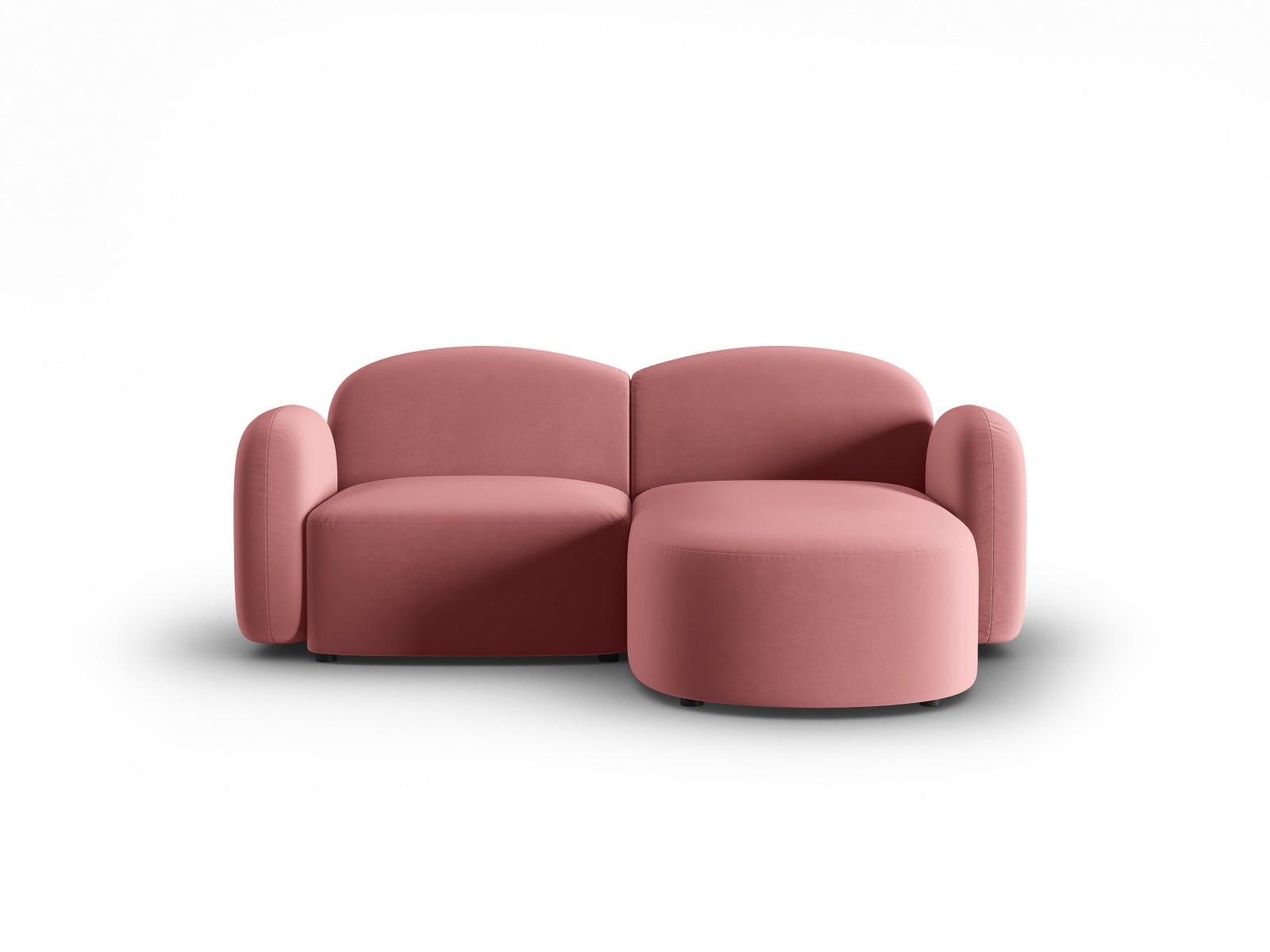 Stilvolles, modernes Ecksofa Blair in weichem Velours, 3-Sitzer, rechtsseitig, perfekt für gemütliche Wohnzimmergestaltung.