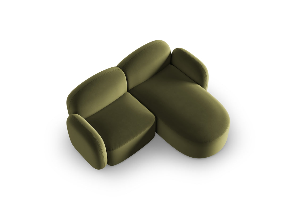 Blair Velour Ecksofa rechts 3 Sitzer in Light Green-Casino präsentiert im Onlineshop von KAQTU Design AG. L-Sofa rechts ist von Micadoni