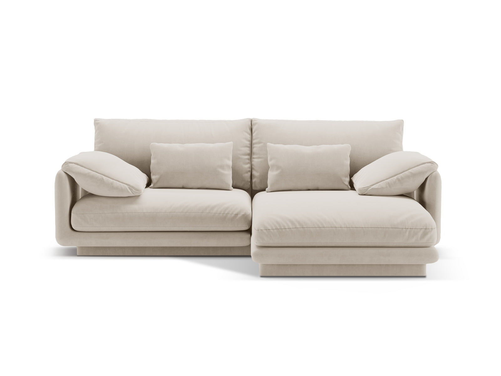 Torino Velour Ecksofa rechts 3 Sitzer in Ecru präsentiert im Onlineshop von KAQTU Design AG. Ecksofa rechts ist von Micadoni