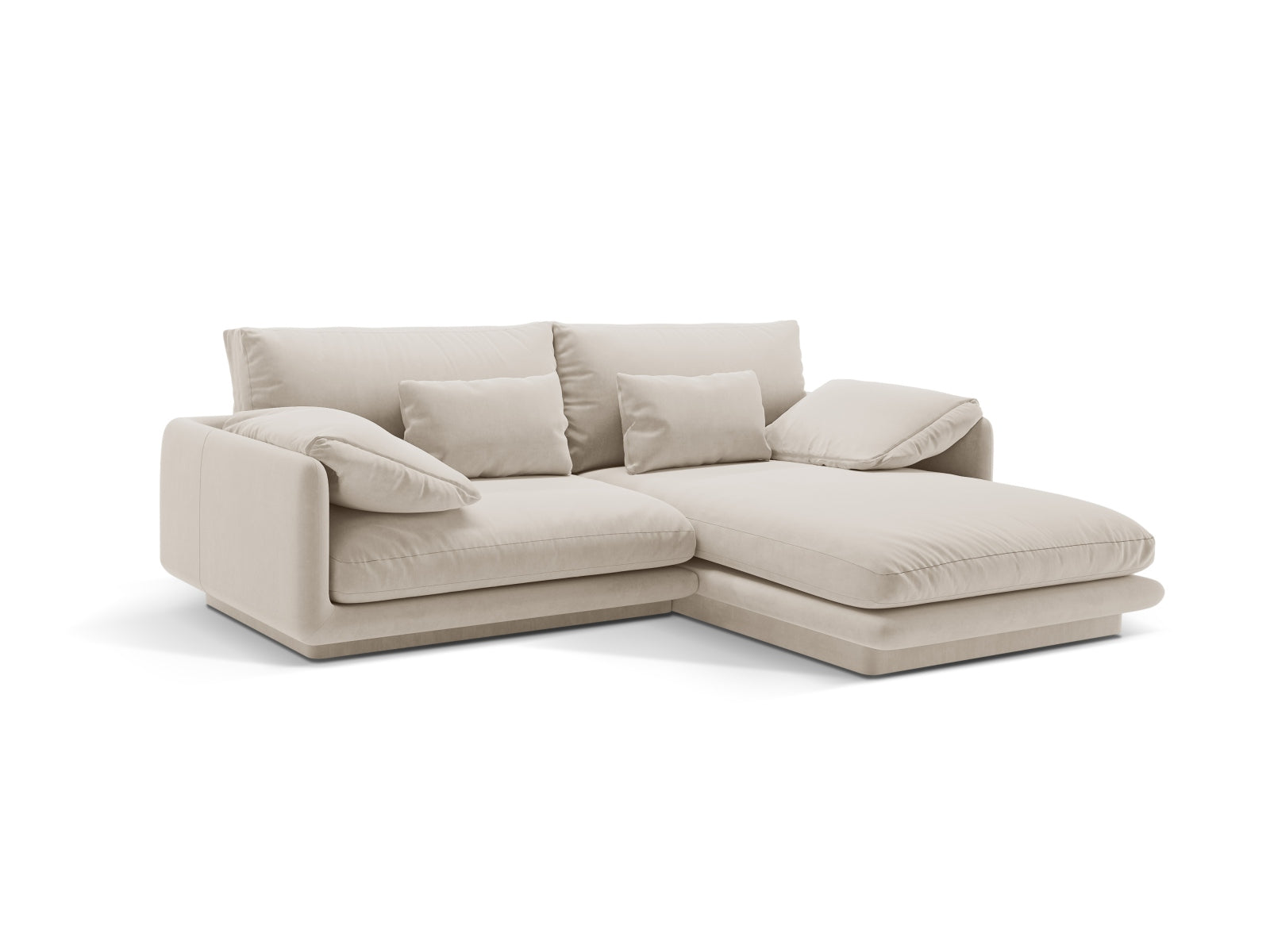 Torino Velour Ecksofa rechts 3 Sitzer in Ecru-Casino präsentiert im Onlineshop von KAQTU Design AG. L-Sofa rechts ist von Micadoni