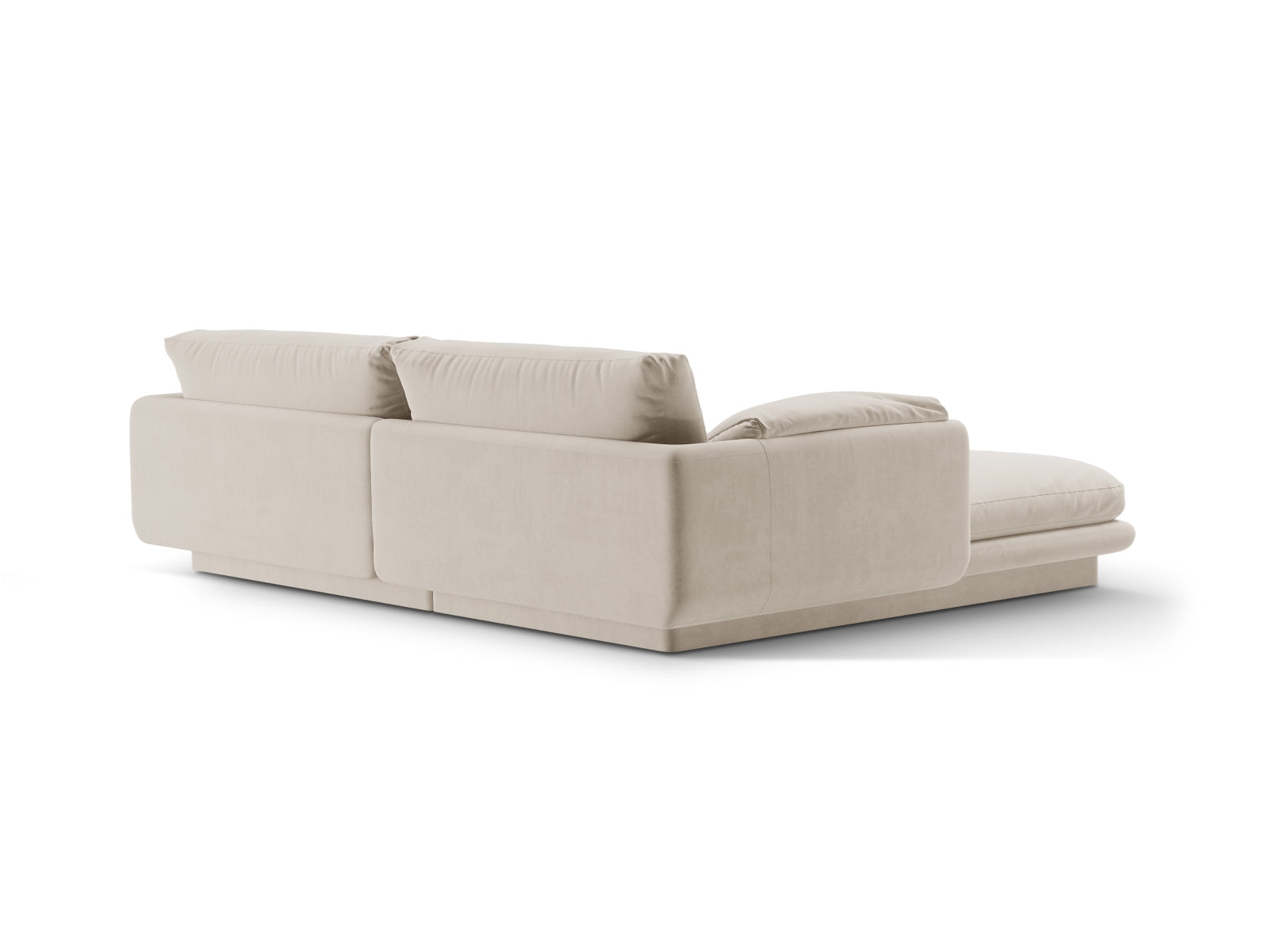 Modernes Torino Velour Ecksofa in Ecru-Casino, 3-Sitzer, perfekt für gemütliche und elegante Wohnambiente von Micadoni.