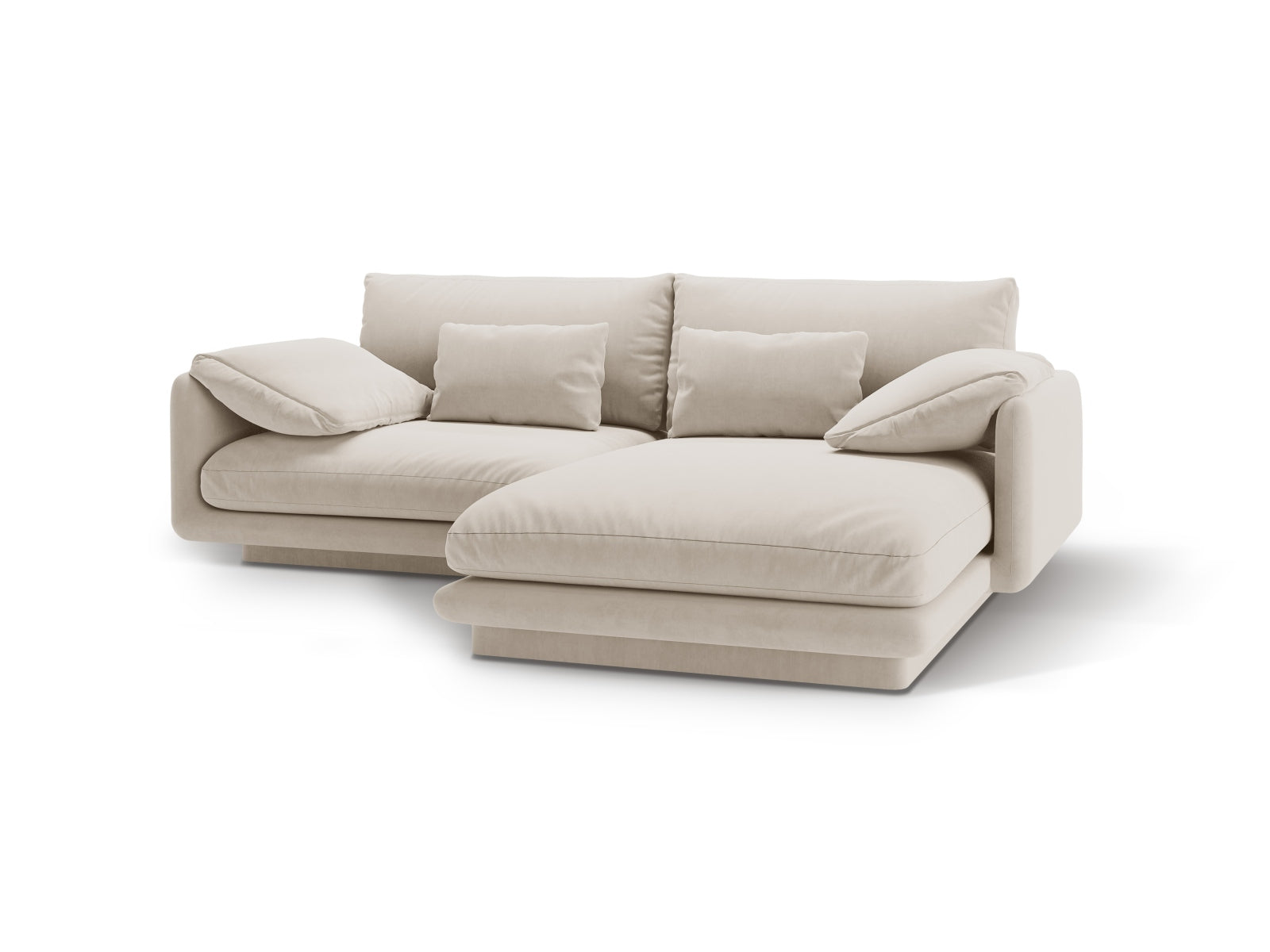 Torino Velour Ecksofa rechts 3 Sitzer in Ecru-Casino präsentiert im Onlineshop von KAQTU Design AG. L-Sofa rechts ist von Micadoni