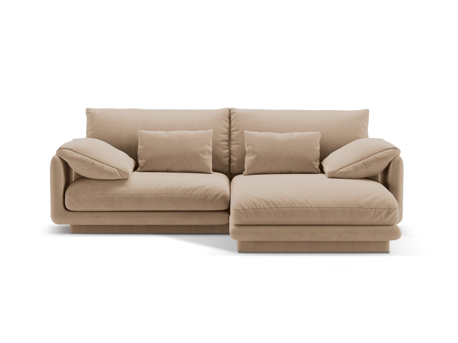 Torino Velour Ecksofa rechts 3 Sitzer in Sand präsentiert im Onlineshop von KAQTU Design AG. Ecksofa rechts ist von Micadoni