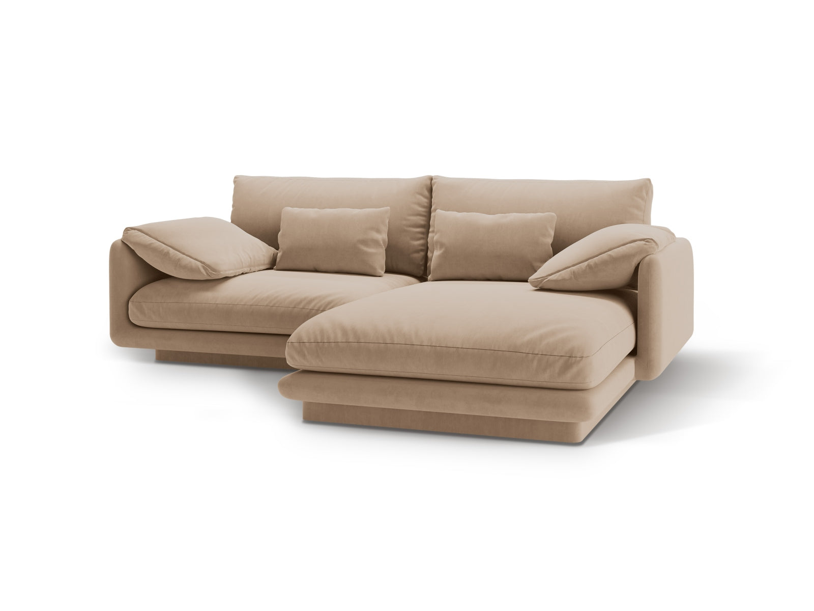 Torino Velour Ecksofa rechts 3 Sitzer in Sand-Casino präsentiert im Onlineshop von KAQTU Design AG. L-Sofa rechts ist von Micadoni
