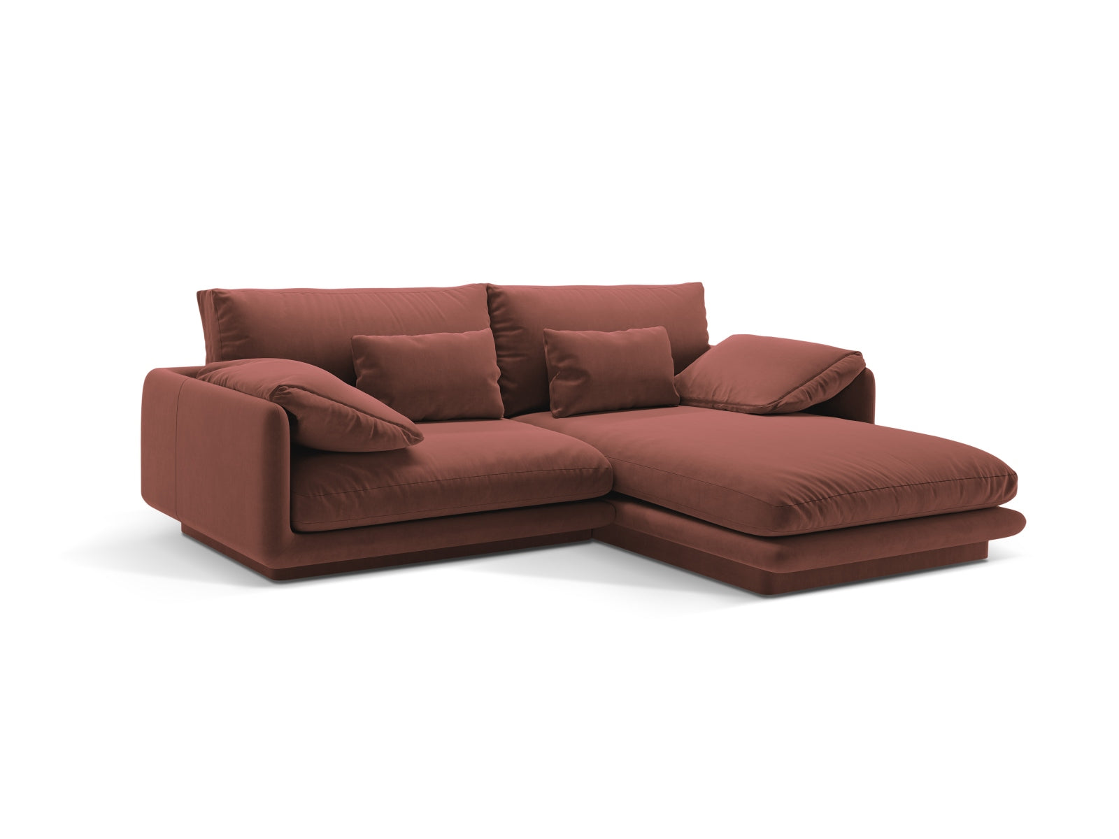 Torino Velour Ecksofa rechts 3 Sitzer in Cuoio-Casino präsentiert im Onlineshop von KAQTU Design AG. L-Sofa rechts ist von Micadoni
