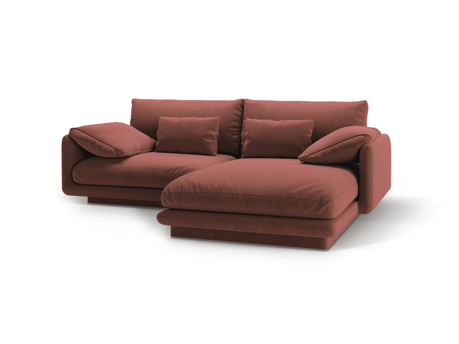 Torino Velour Ecksofa rechts 3 Sitzer in Cuoio-Casino präsentiert im Onlineshop von KAQTU Design AG. L-Sofa rechts ist von Micadoni
