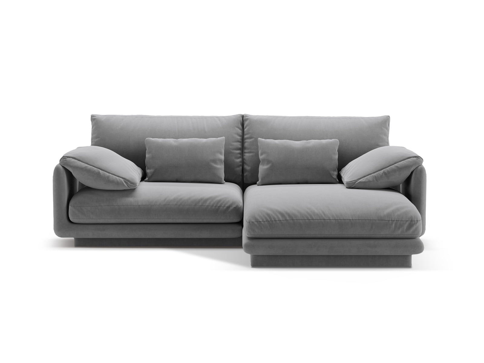 Torino Velour Ecksofa rechts 3 Sitzer in Light Grey-Casino präsentiert im Onlineshop von KAQTU Design AG. L-Sofa rechts ist von Micadoni