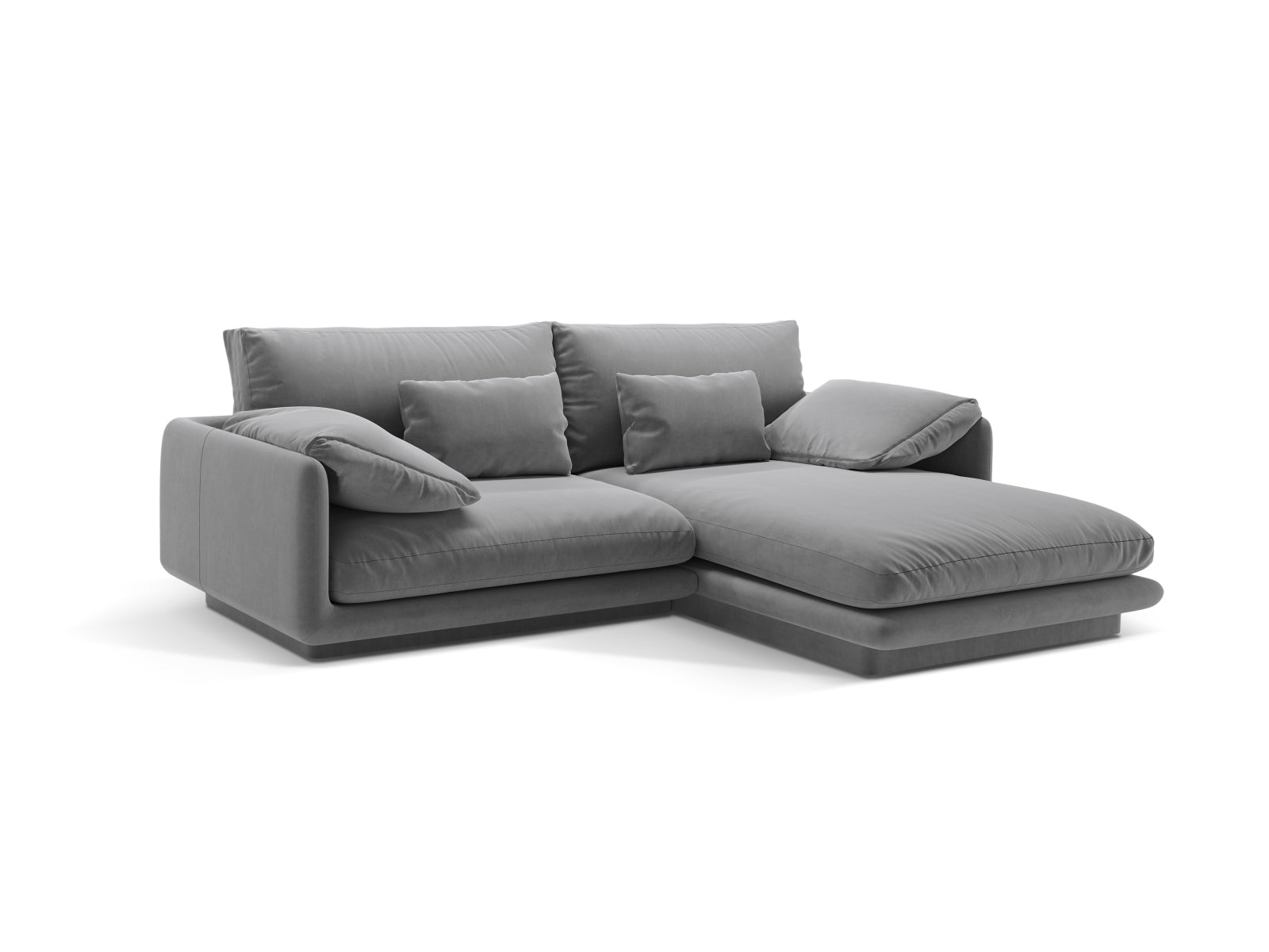 Torino Velour Ecksofa rechts 3 Sitzer in Light Grey-Casino präsentiert im Onlineshop von KAQTU Design AG. L-Sofa rechts ist von Micadoni
