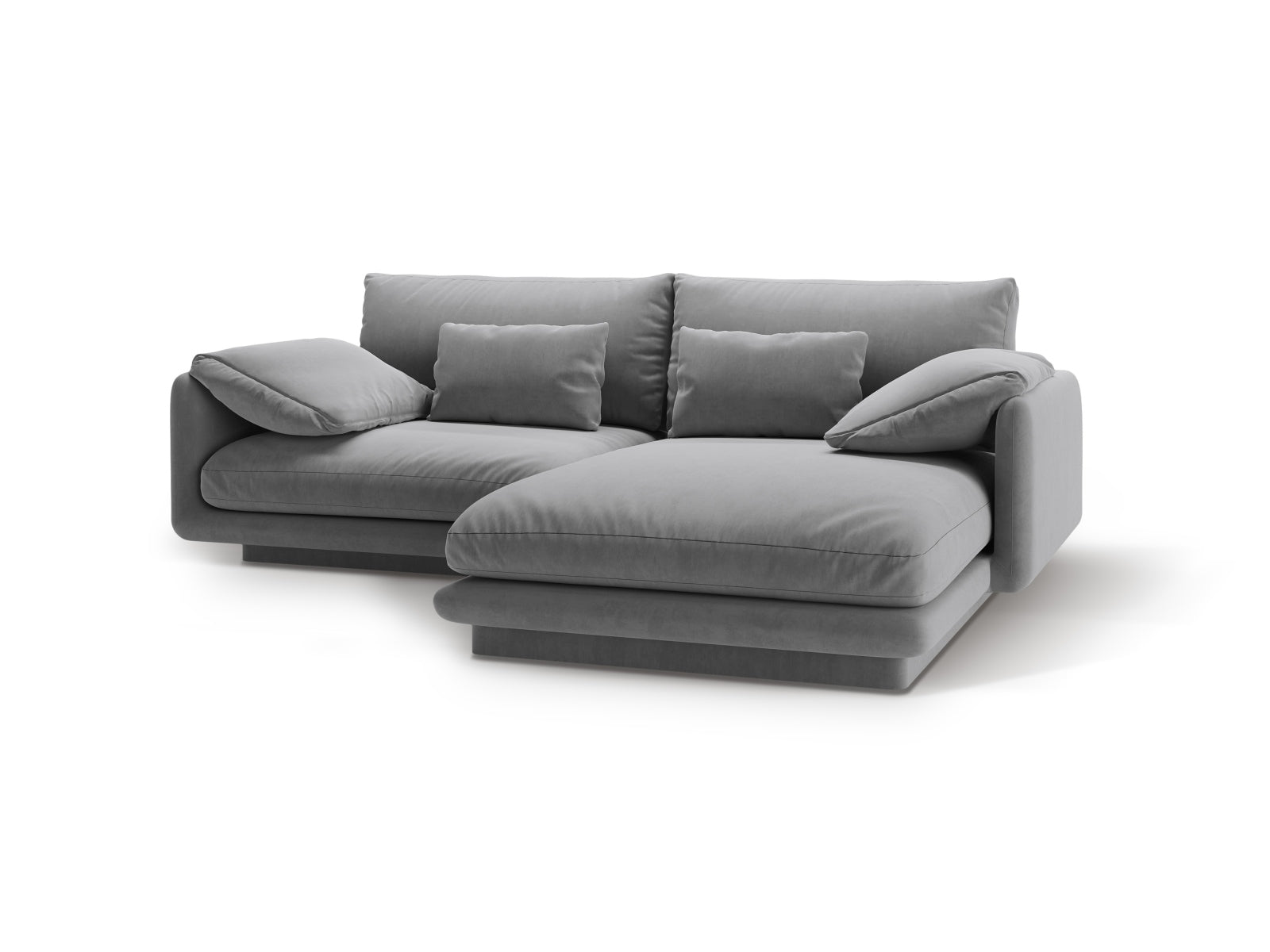Torino Velour Ecksofa rechts 3 Sitzer in Light Grey-Casino präsentiert im Onlineshop von KAQTU Design AG. L-Sofa rechts ist von Micadoni