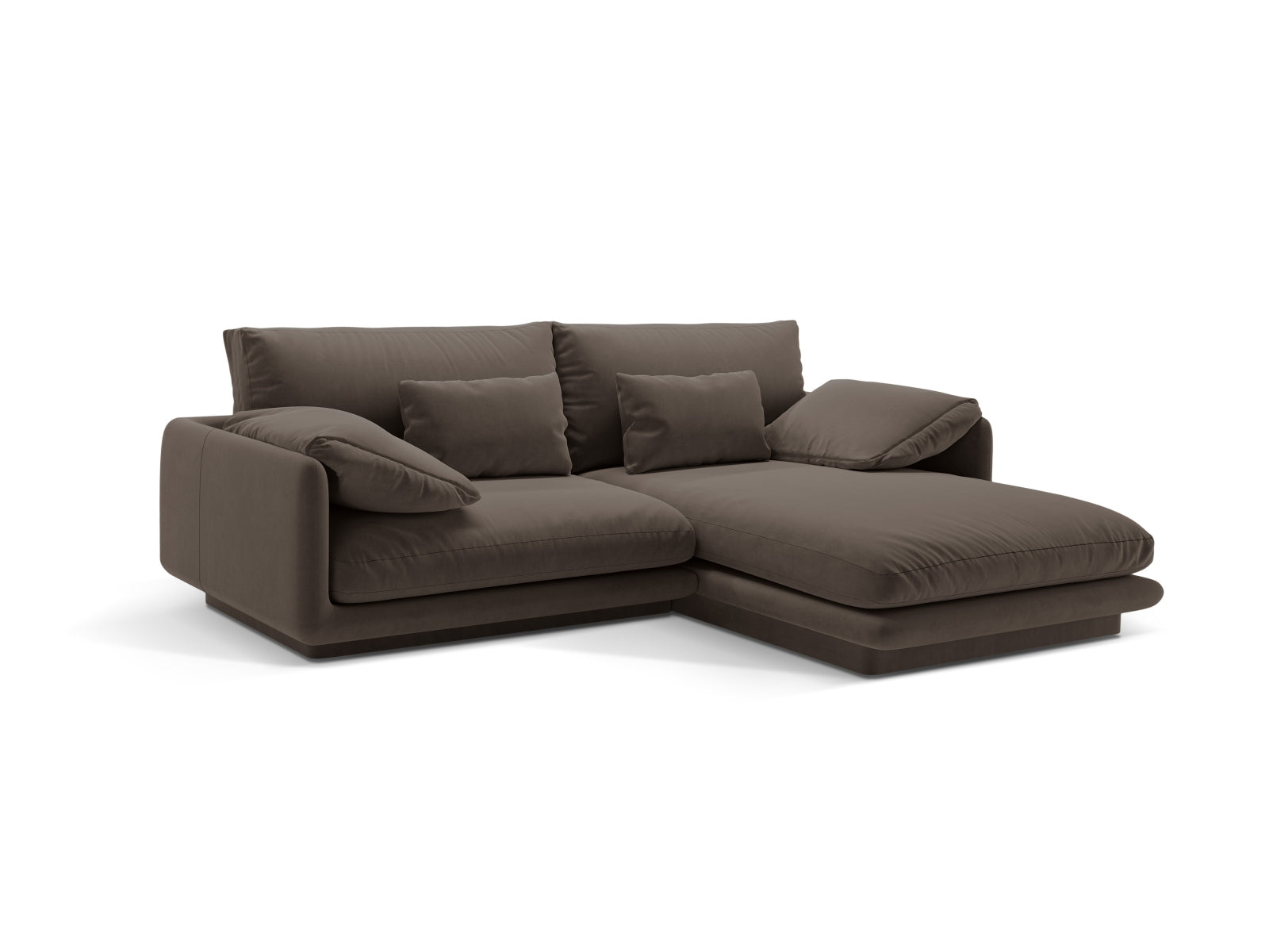 Elegantes Torino Velour Ecksofa in der rechten 3-Sitzer Variante, ideal für stilvolle Wohnräume, präsentiert von Micadoni.