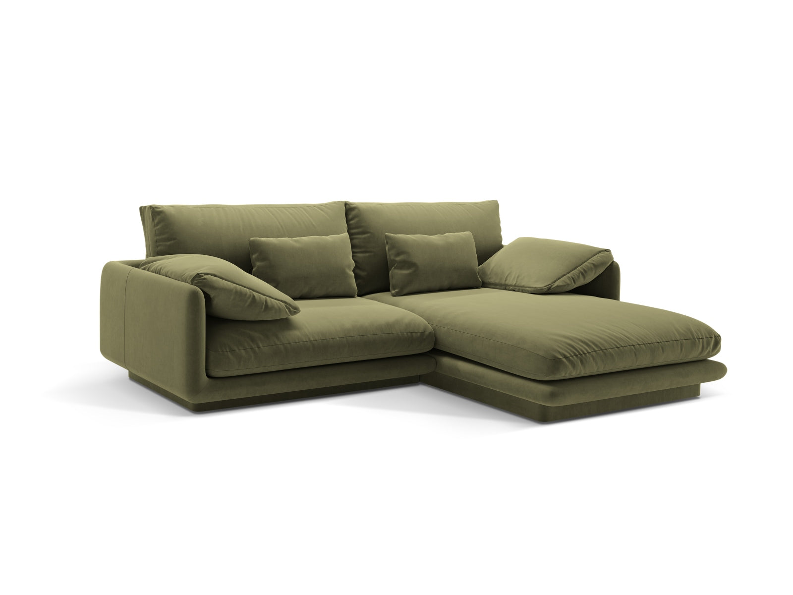 Torino Velour Ecksofa rechts 3 Sitzer in Light Green-Casino präsentiert im Onlineshop von KAQTU Design AG. L-Sofa rechts ist von Micadoni