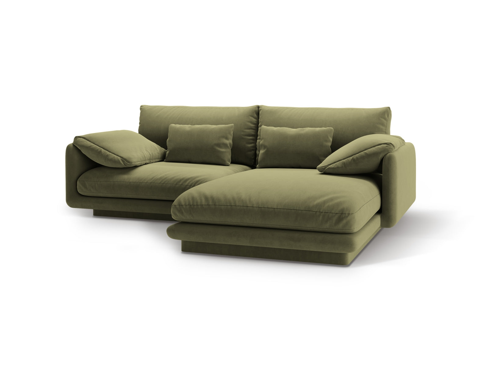 Torino Velour Ecksofa rechts 3 Sitzer in Light Green-Casino präsentiert im Onlineshop von KAQTU Design AG. L-Sofa rechts ist von Micadoni