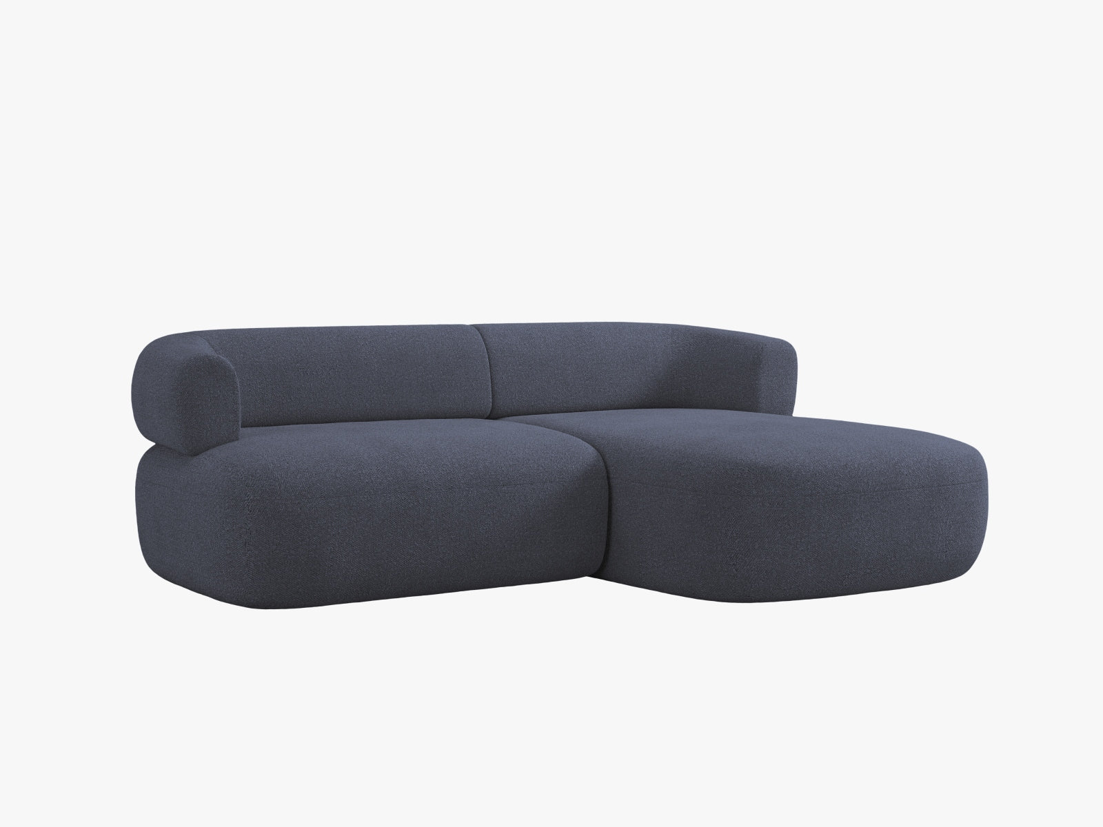 Elegantes Ecksofa Jenny in tiefem Blau, 5-Sitzer, rechtsseitig, ideal für stilvolle und komfortable Wohnräume von Micadoni.