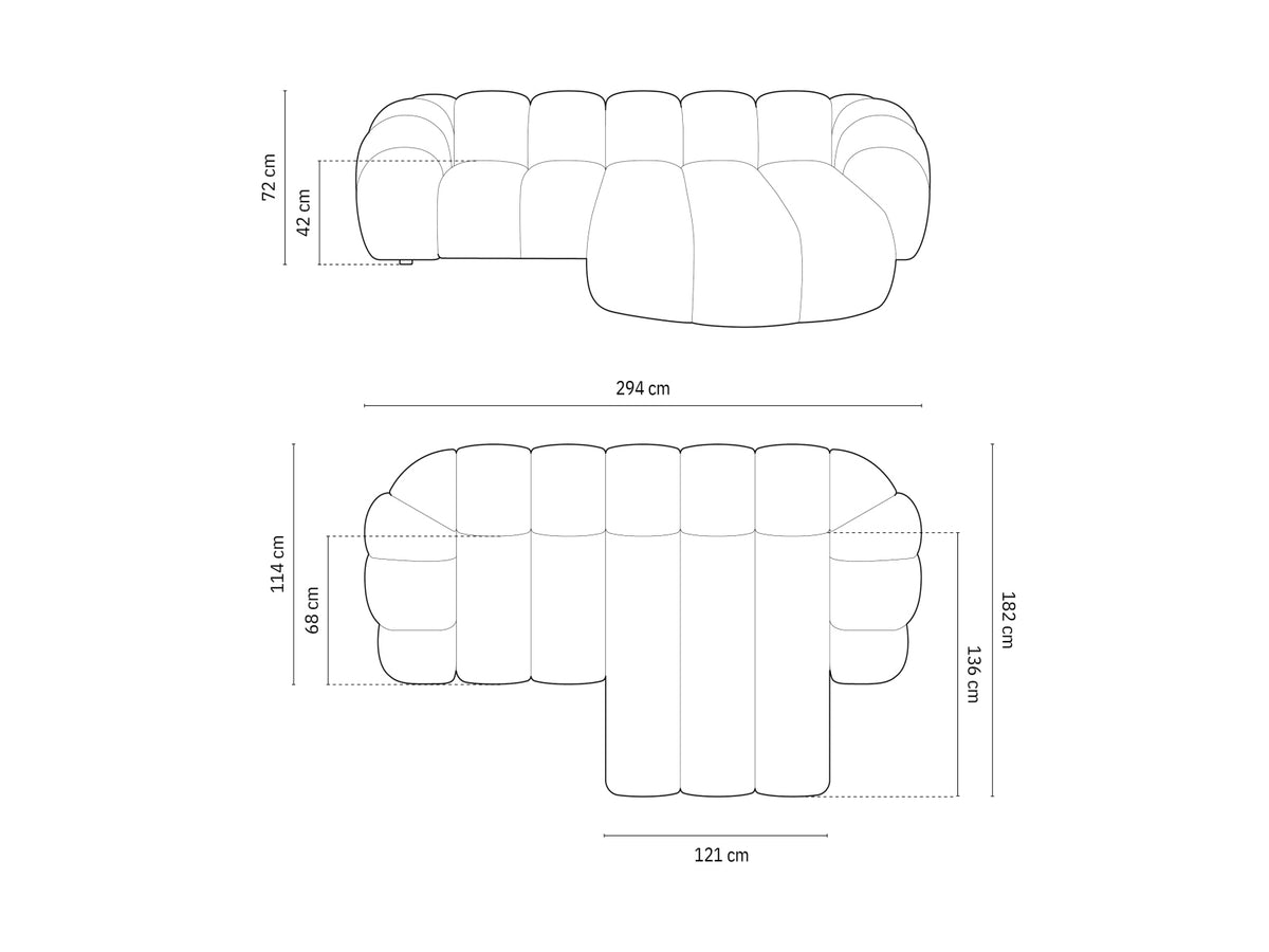 Diana Ecksofa rechts 3 Sitzer in Anthracite-Bubble präsentiert im Onlineshop von KAQTU Design AG. L-Sofa rechts ist von Micadoni