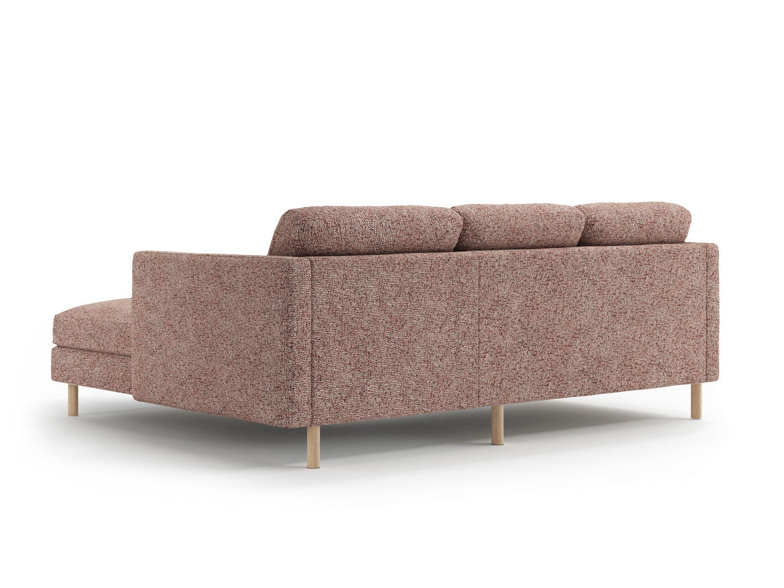 Stylisches Eden Ecksofa in sanftem Pink Melange, 3-Sitzer, rechtsseitig, ideal für gemütliche Stunden und zeitgemäße Einrichtung.