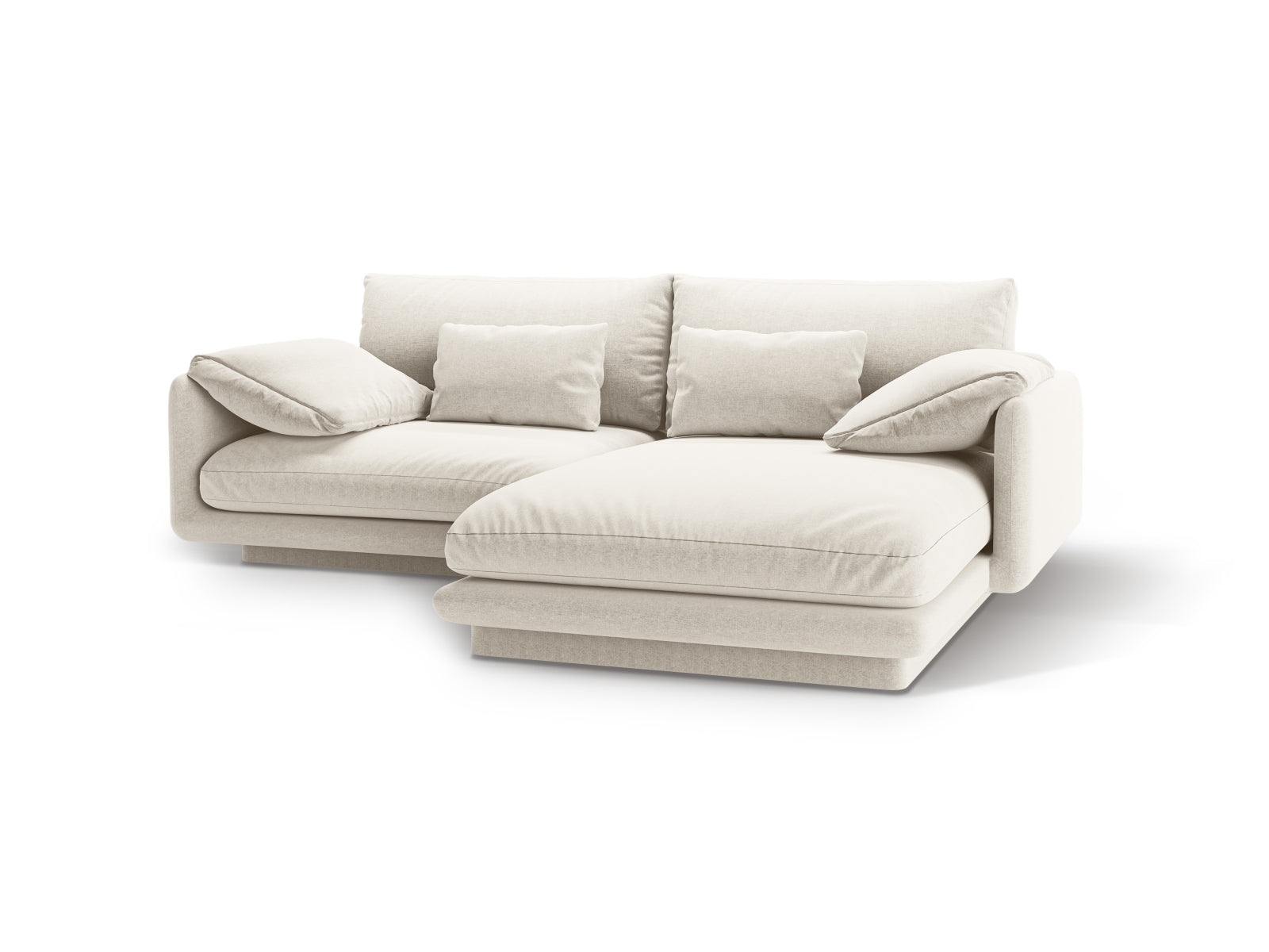 Entdecken Sie das Torino Ecksofa rechts von Micadoni – ein elegantes 3-Sitzer Velourssofa, das modernen Stil und höchsten Komfort vereint.