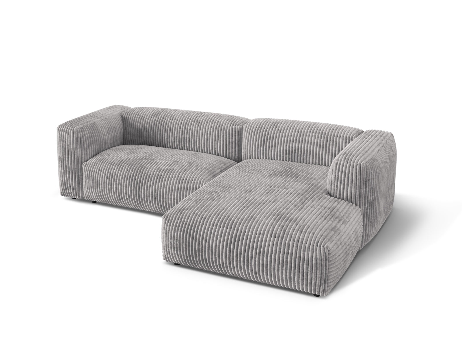 Stylisches Martina 2-Sitzer Ecksofa in sanftem Grau, perfekt für zeitgemäße Einrichtungen. Flexibles, modulares Konzept für persönlichen Komfort.