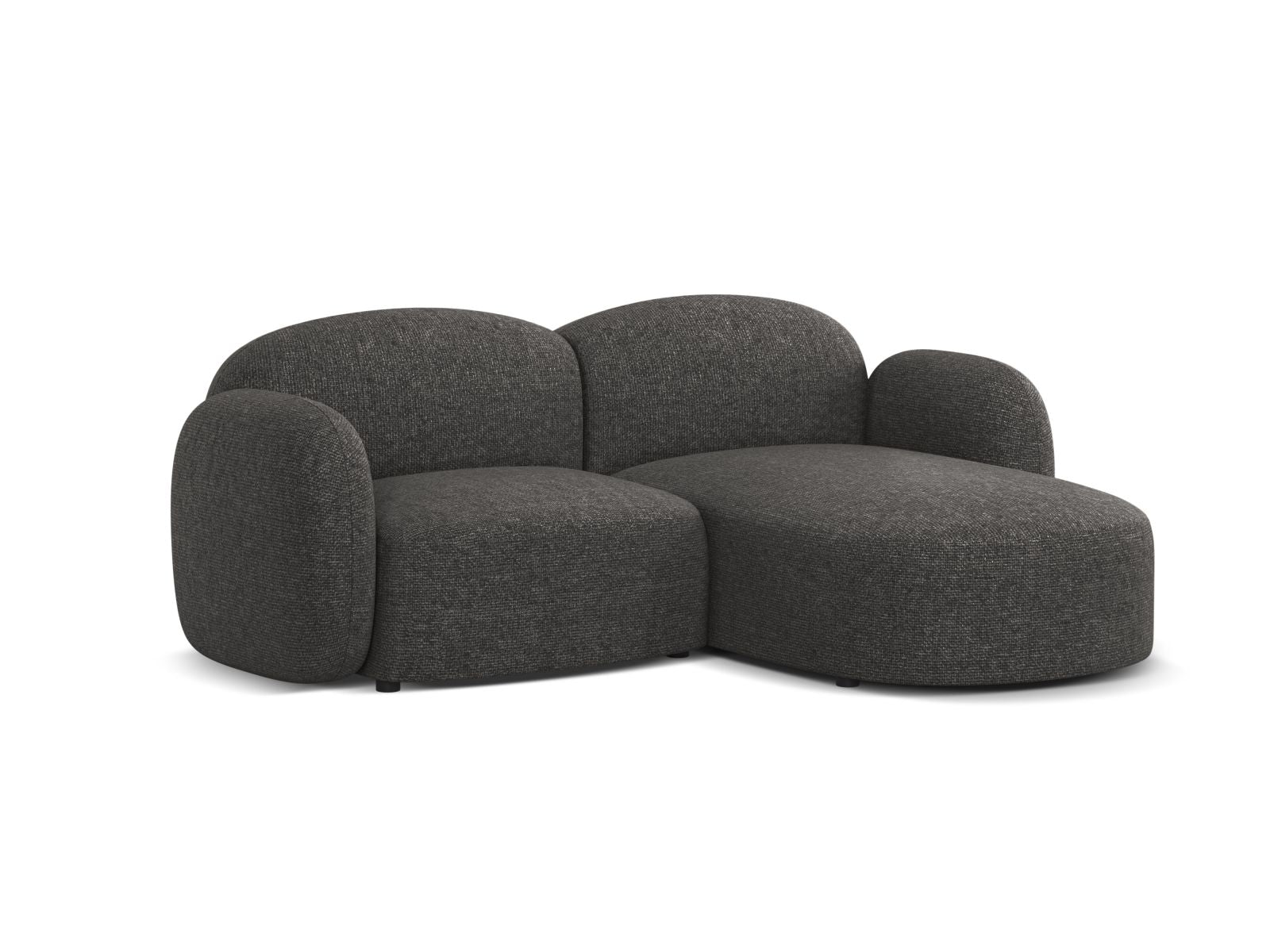 Modernes 3-Sitzer Ecksofa rechts Blair in elegantem Dunkelgrau, ideal für stilvolle Wohnräume und gemütliche Abende.