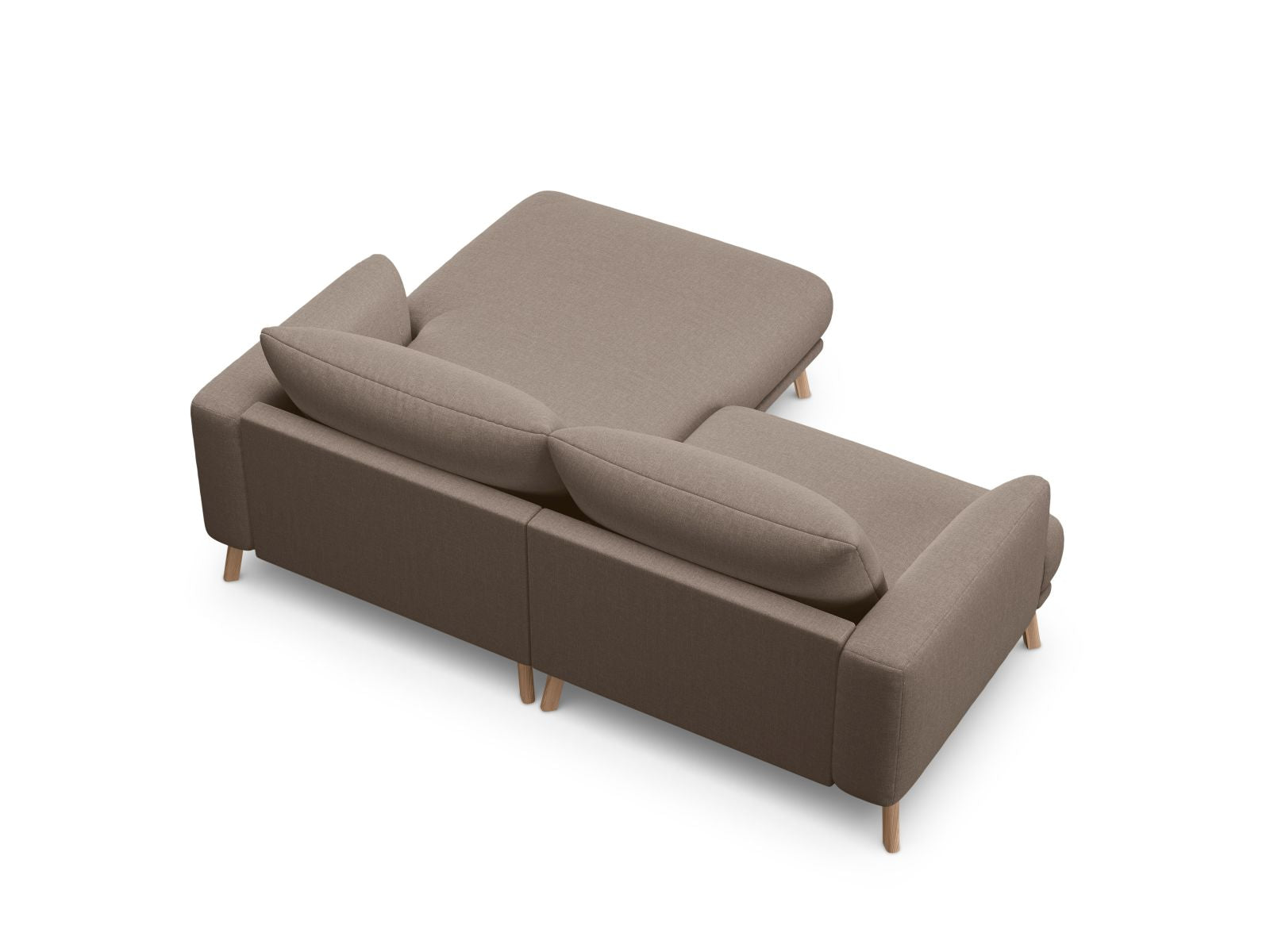 Elegantes 3-Sitzer Ecksofa Naomi in Cappuccino-Liberty, ideal für moderne Wohnräume und gesellige Stunden, erhältlich bei Micadoni.