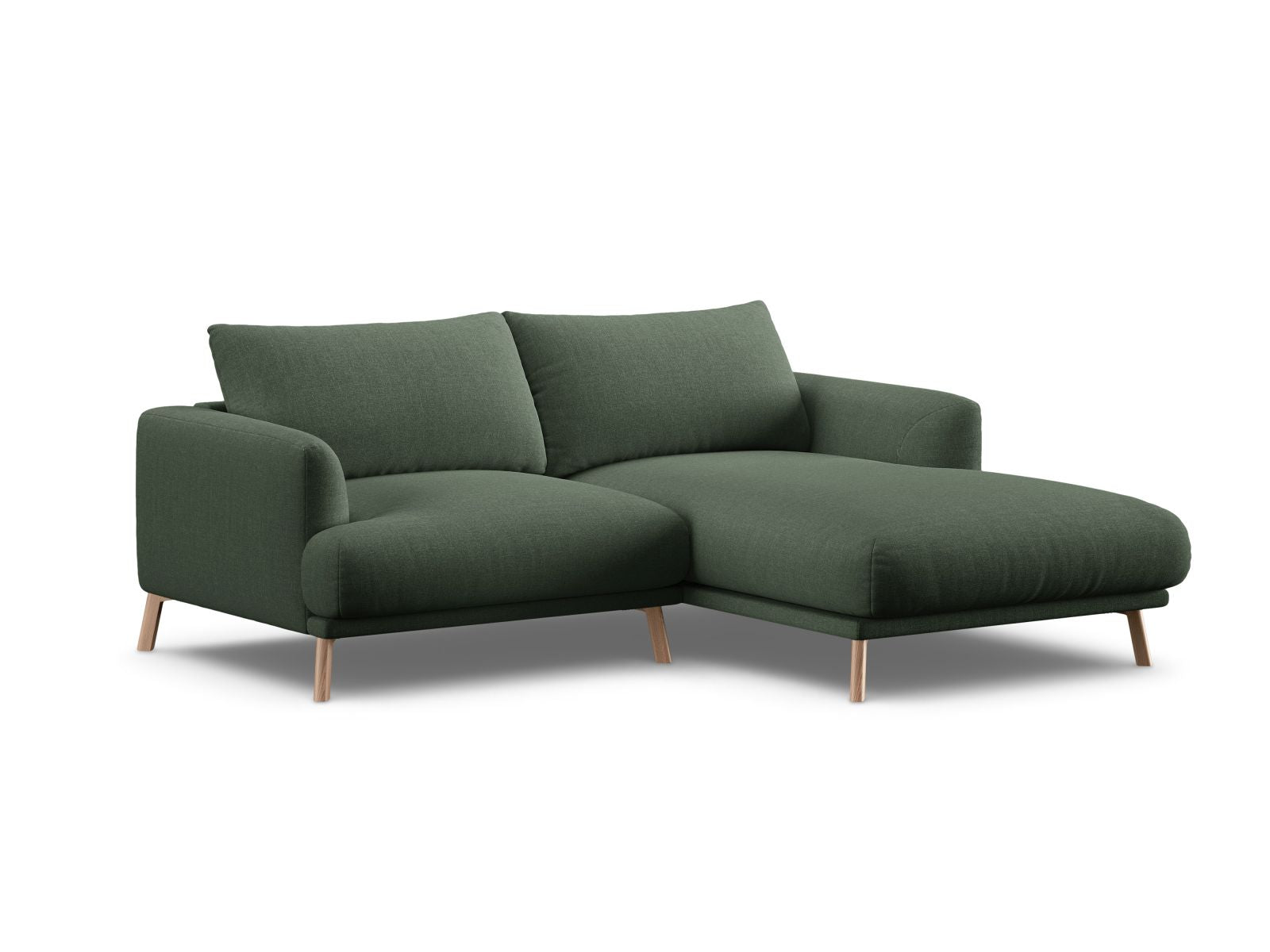 Elegantes 3-Sitzer Ecksofa rechts Naomi in trendigem Moss Green-Liberty, ideal für stilvolle Wohnräume, erhältlich bei KAQTU Design AG.