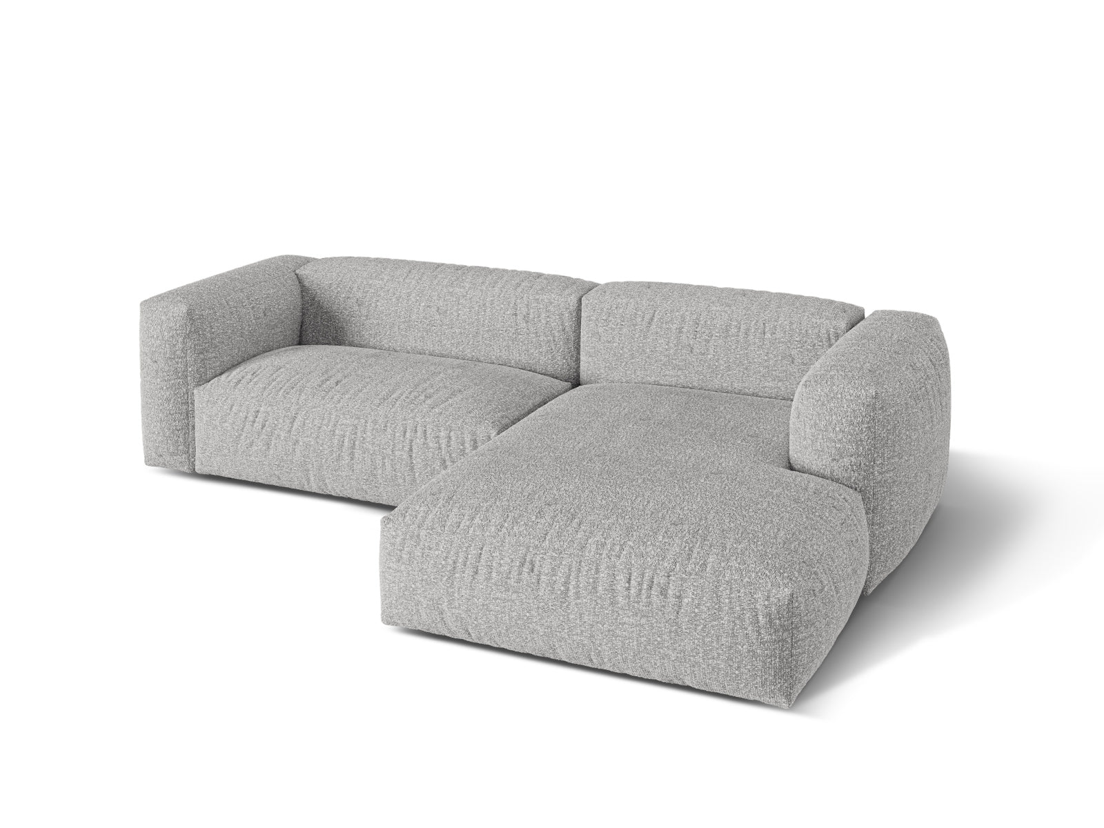 Elegantes 2-Sitzer Ecksofa Martina in Silver-Monet, ideal für stilvolle Wohnräume und entspannte Stunden zu zweit.