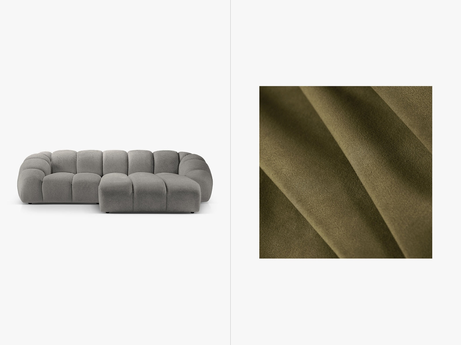 Diana Velour Ecksofa rechts 3 Sitzer in Green präsentiert im Onlineshop von KAQTU Design AG. Ecksofa rechts ist von Micadoni