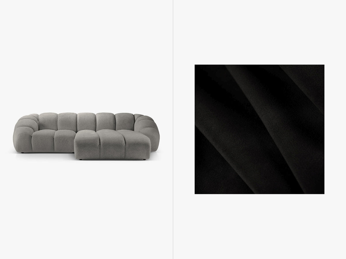 Diana Velour Ecksofa rechts 3 Sitzer in Black-Salvador präsentiert im Onlineshop von KAQTU Design AG. L-Sofa rechts ist von Micadoni