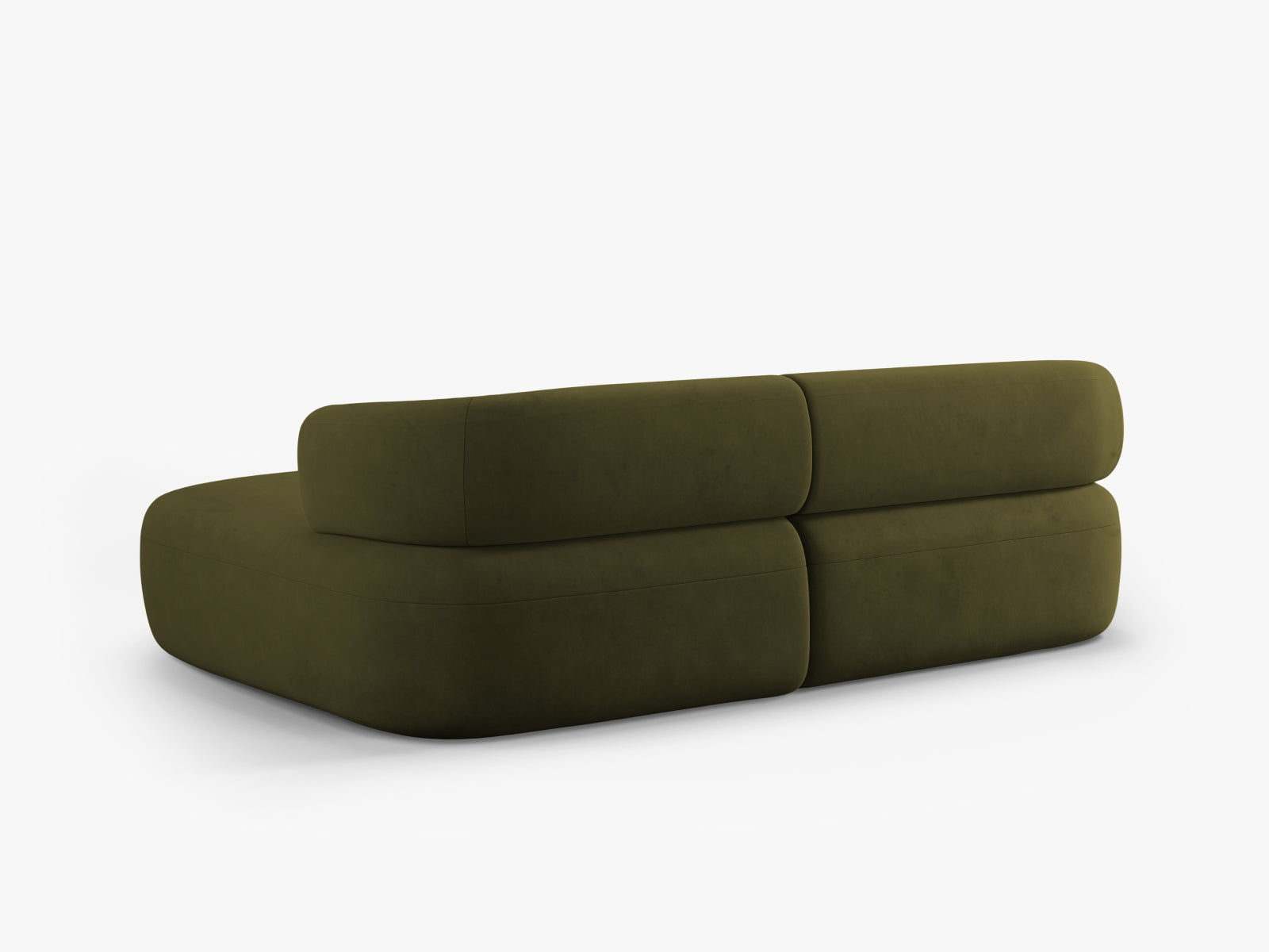 Modernes 5-Sitzer Ecksofa Jenny in luxuriösem Veloursgrün, perfekt für gemütliche und stilvolle Wohnräume. Hochwertige Qualität von Micadoni.