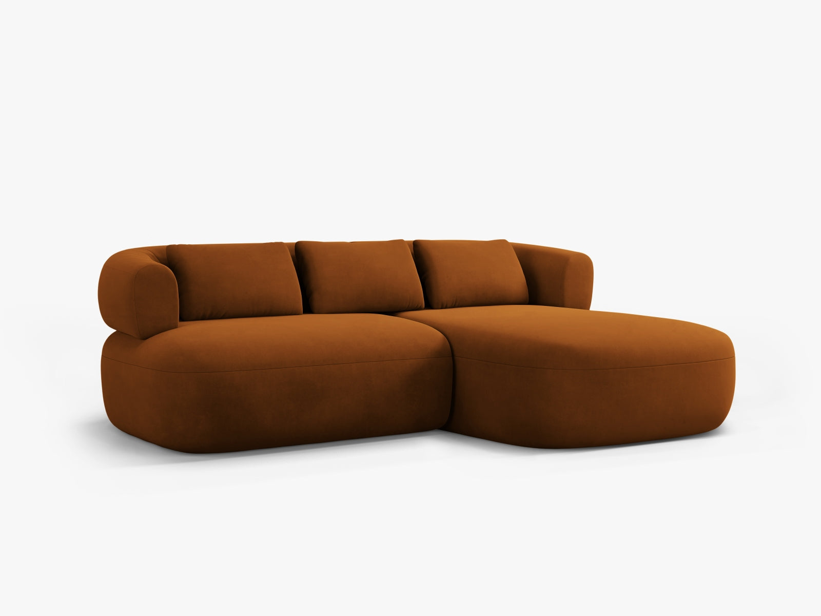 Modernes 5-Sitzer Ecksofa Jenny in warmem Terracotta, rechtsseitig, perfekt für gemütliche und stilvolle Wohnambiente von Micadoni.