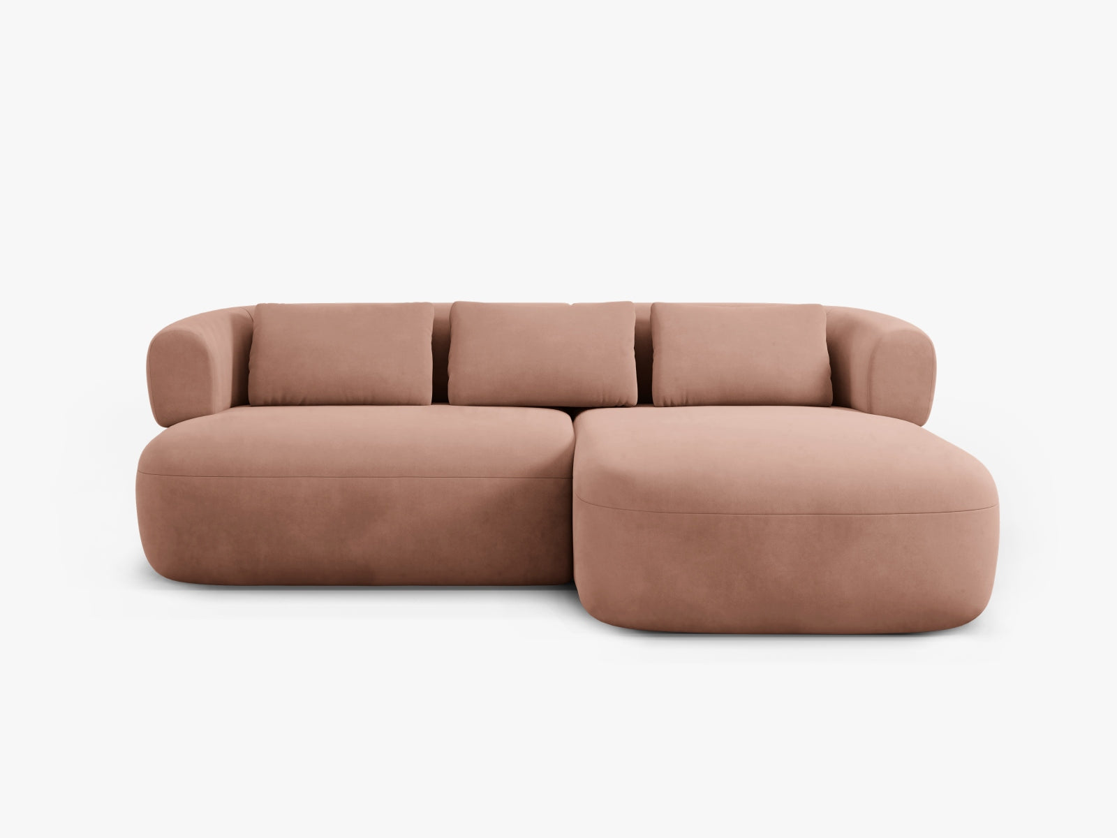 Stylisches Jenny Velour Ecksofa in Pink-Salvador, 5-Sitzer, ideal für modernes Wohnen und entspannte Abende. Hochwertige Verarbeitung von Micadoni.