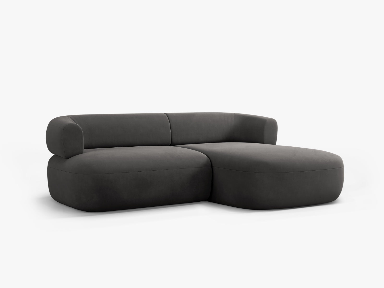 Elegantes Ecksofa Jenny in luxuriösem Velours, 5-Sitzer, rechtsseitig, ideal für gemütliche und moderne Wohnräume.