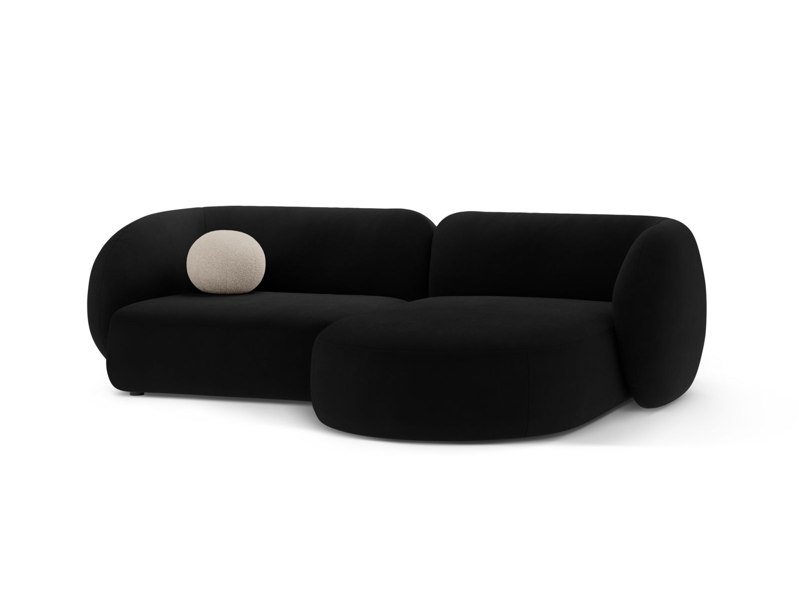 Stylisches 2-Sitzer Ecksofa rechts Kate von Micadoni in elegantem Schwarz, ideal für moderne Wohnräume und gemütliche Abende.