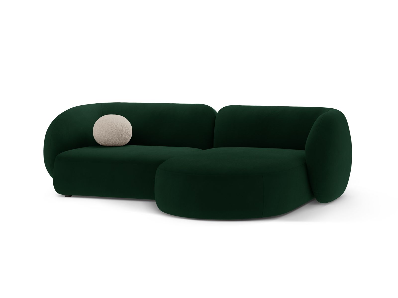 Elegantes 2-Sitzer Ecksofa rechts Kate in tiefem Flaschengrün, ideal für stilvolle Wohnräume und gemütliche Abende.