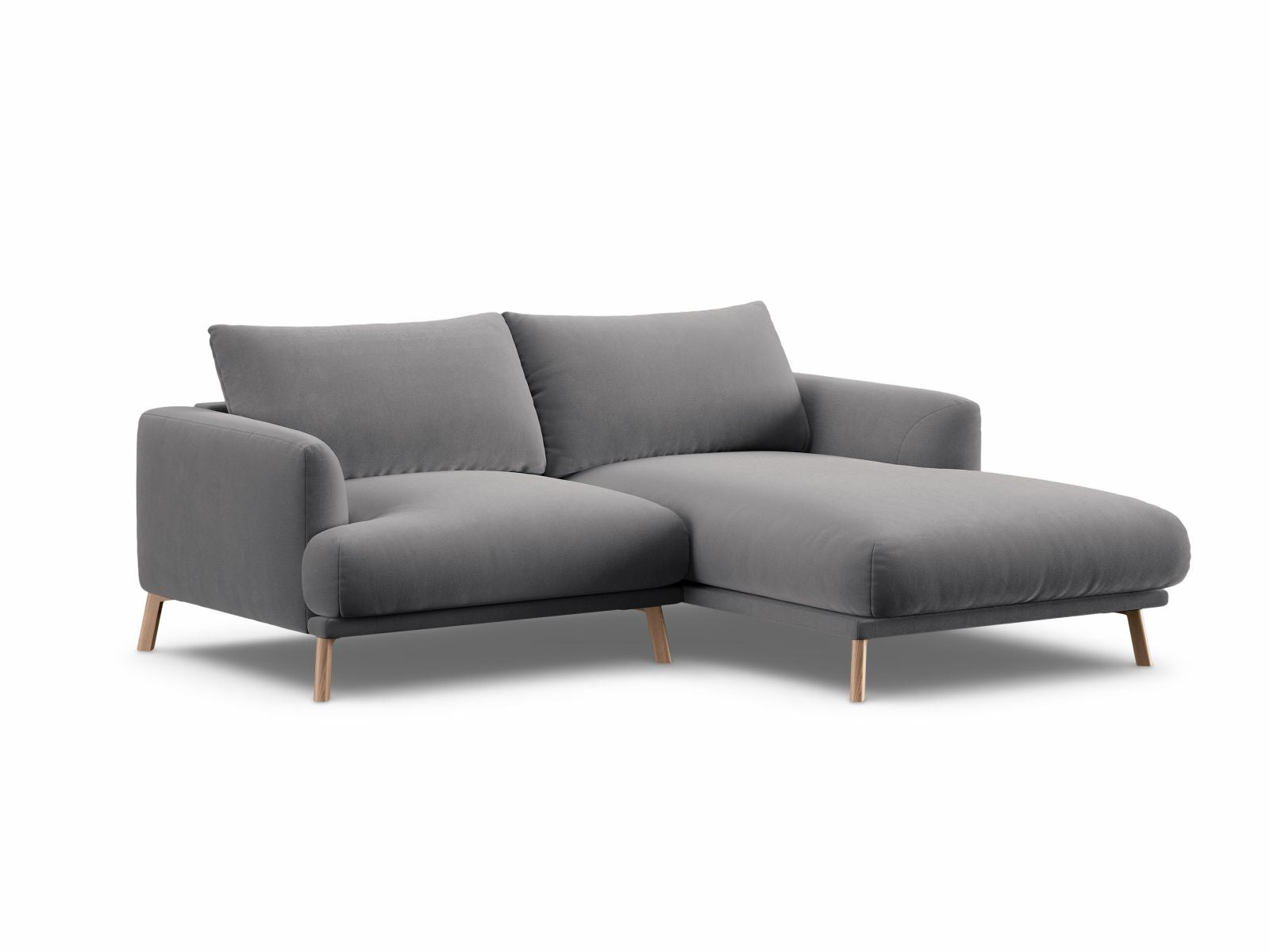 Elegantes 3-Sitzer Ecksofa rechts Naomi in stilvollem Grau, ideal für moderne Wohnräume, von Micadoni.