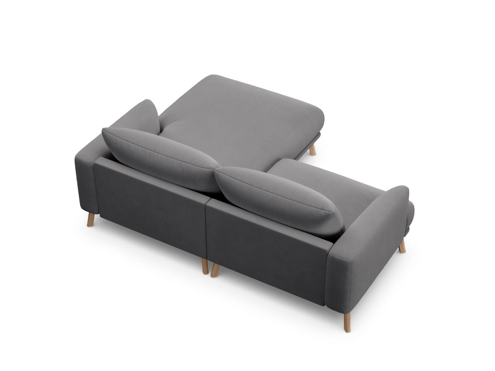 Elegantes 3-Sitzer Ecksofa rechts Naomi in zeitlosem Grau, ideal für gemütliche und moderne Wohnräume von Micadoni.