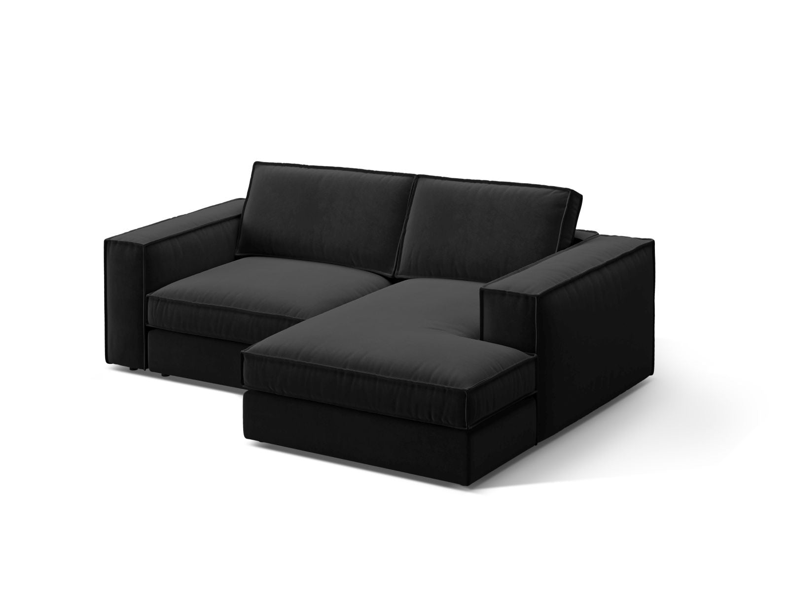 Stylisches 2-Sitzer Ecksofa rechts Pola in elegantem Schwarz, ideal für moderne Wohnräume, erhältlich bei KAQTU Design AG.
