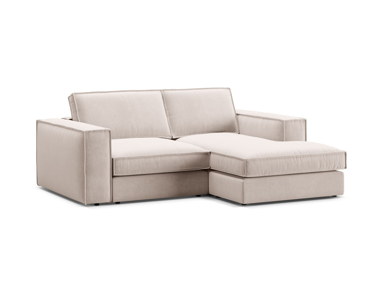 Beige 2-Sitzer Ecksofa Pola von Micadoni, modernes und elegantes Design, ideal für gemütliche Wohnräume und entspannte Stunden.