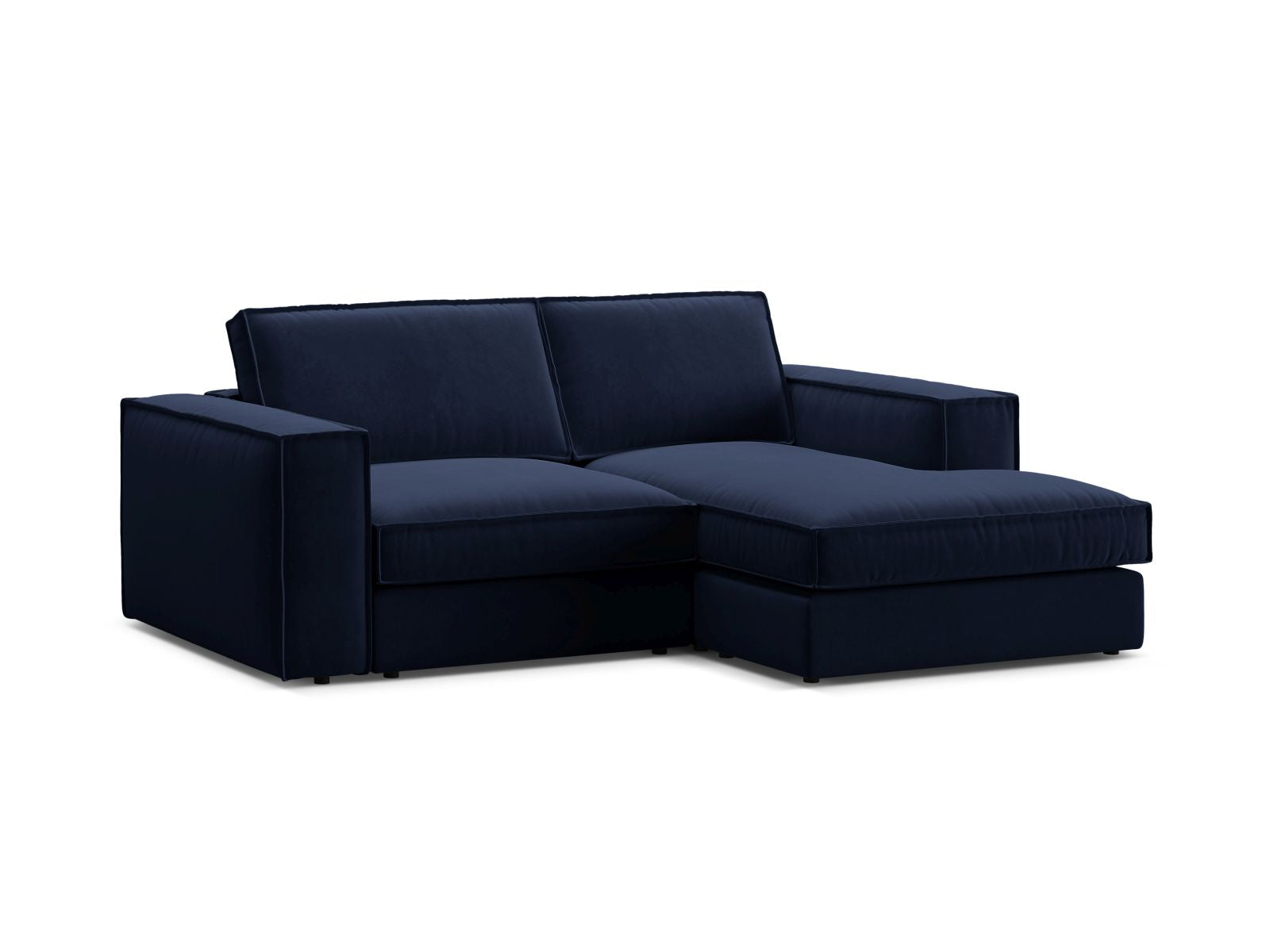 Modulares 2-Sitzer Ecksofa Pola in Royal Blue, ideal für gemütliche Räume, bietet eine harmonische Kombination aus Stil und Bequemlichkeit.