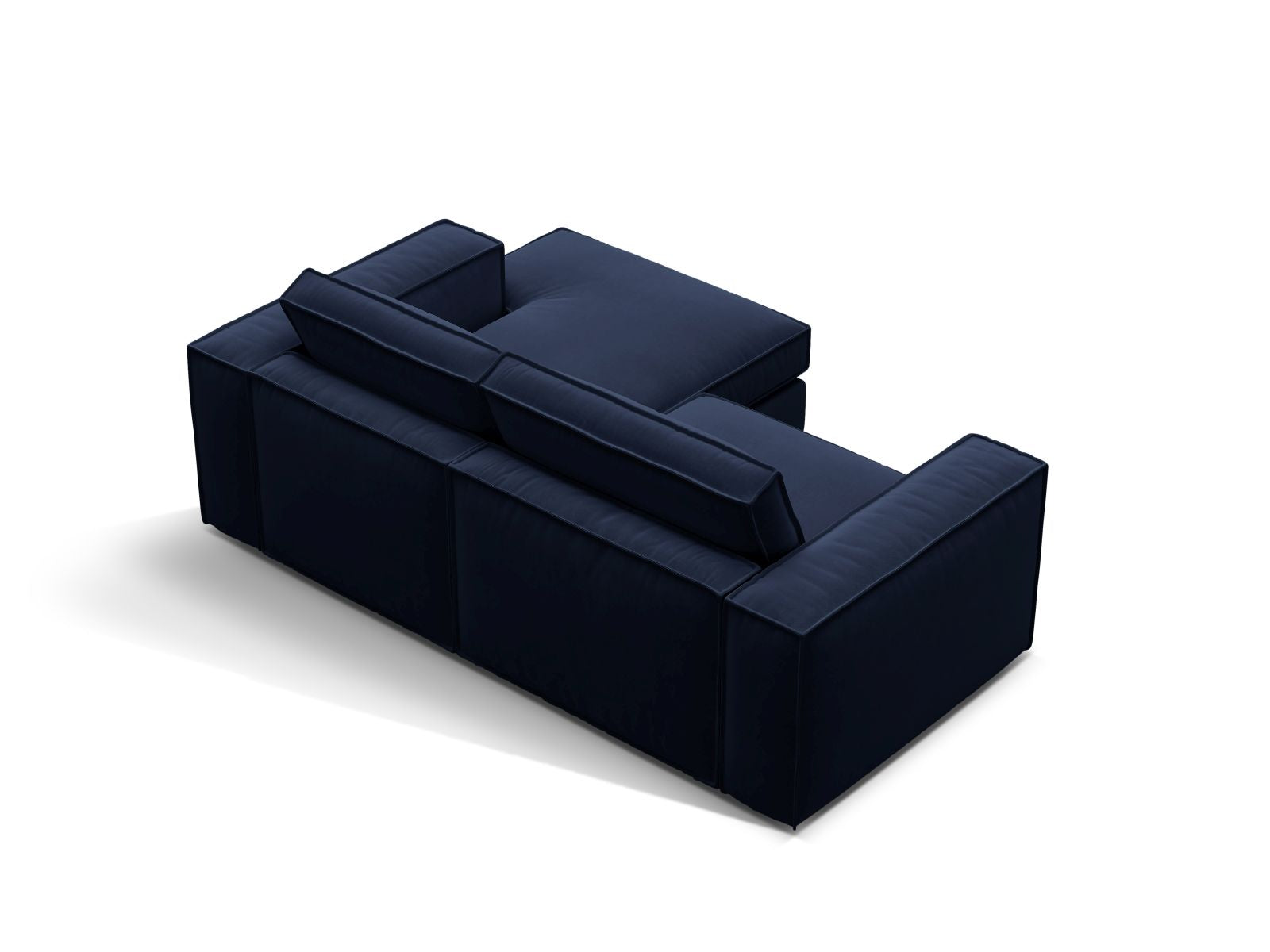 Elegantes 2-Sitzer Ecksofa Pola in Royal Blue, perfekt für stilvolle Wohnräume, vereint modernes Design mit hohem Sitzkomfort.
