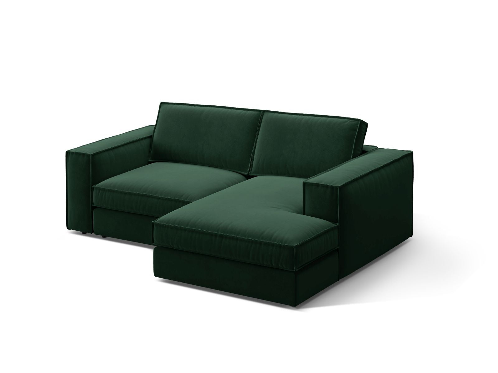 Elegantes 2-Sitzer Ecksofa Pola in Flaschengrün, ideal für moderne Wohnräume, präsentiert von Micadoni im KAQTU Onlineshop.