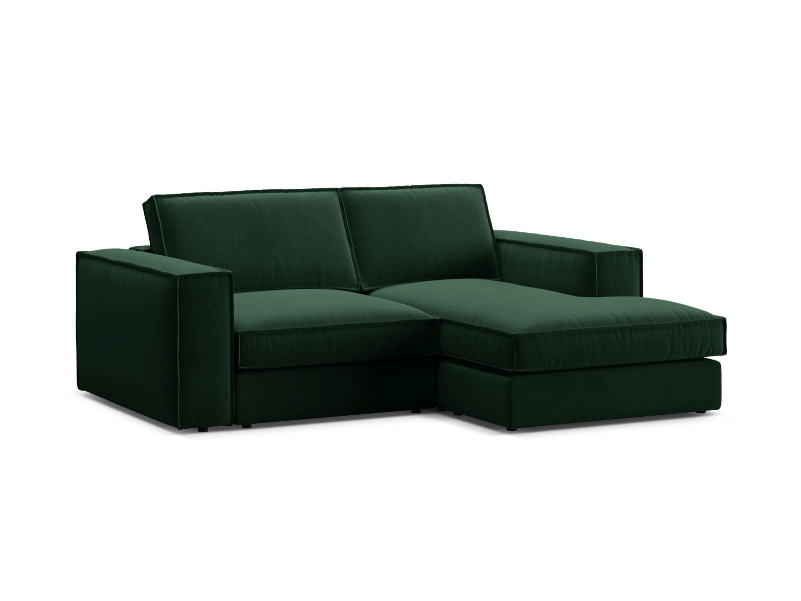 Elegantes 2-Sitzer Ecksofa Pola in tiefem Flaschengrün, ideal für moderne Wohnräume und stilvolle Einrichtungslösungen von Micadoni.